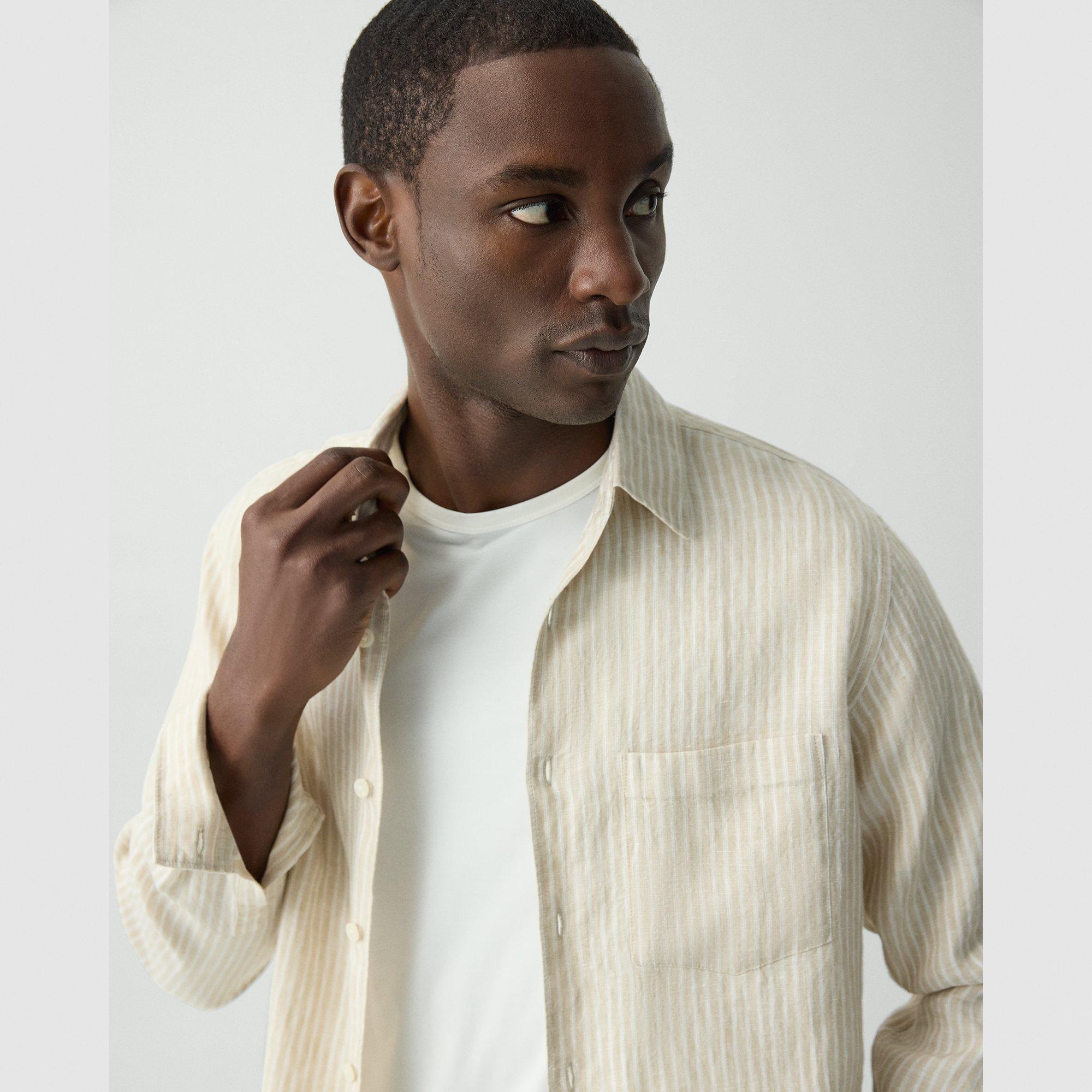 Irving Shirt in Striped Linen - 5