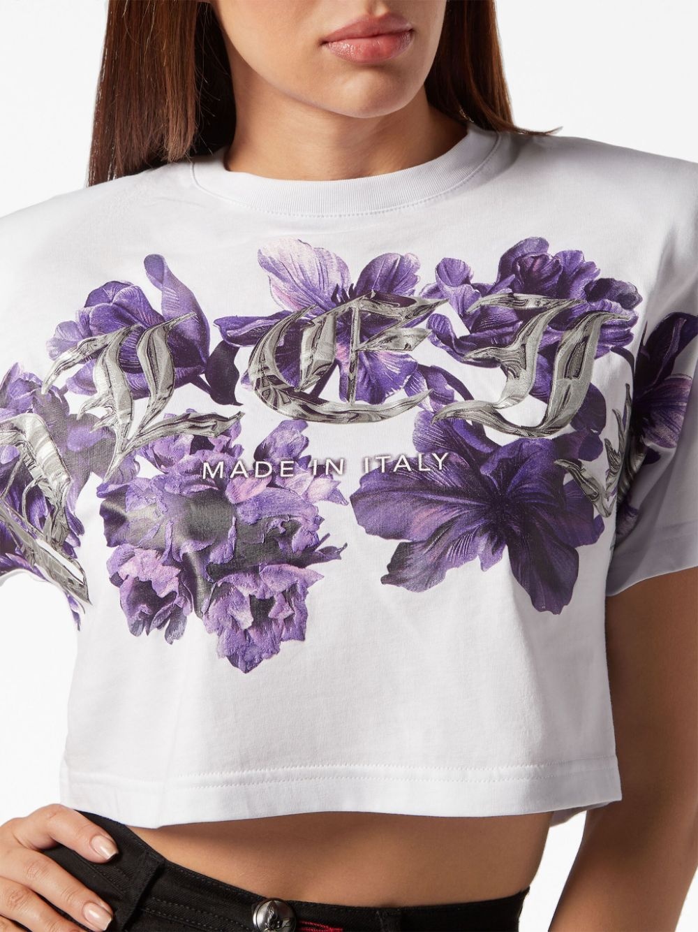 logo-print cotton crop top - 5