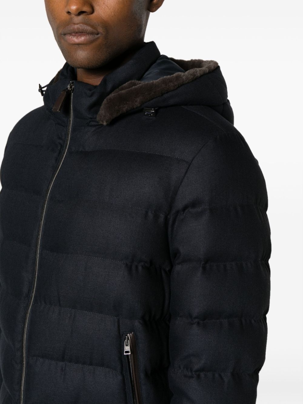 faux fur-trimmed hooded jacket - 5