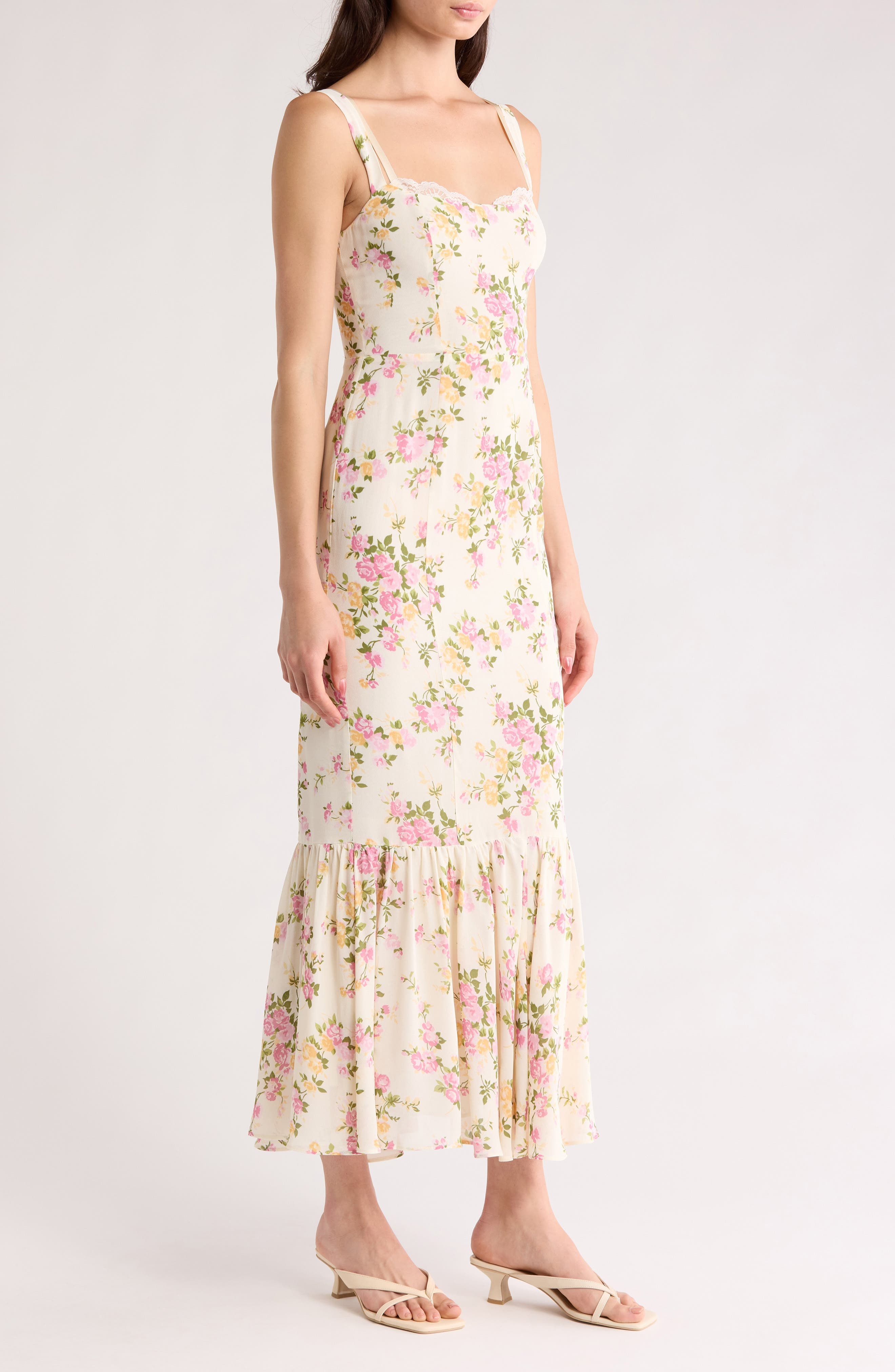Reformation Irisa Floral Trumpet Dress in Posy at Nordstrom - 3