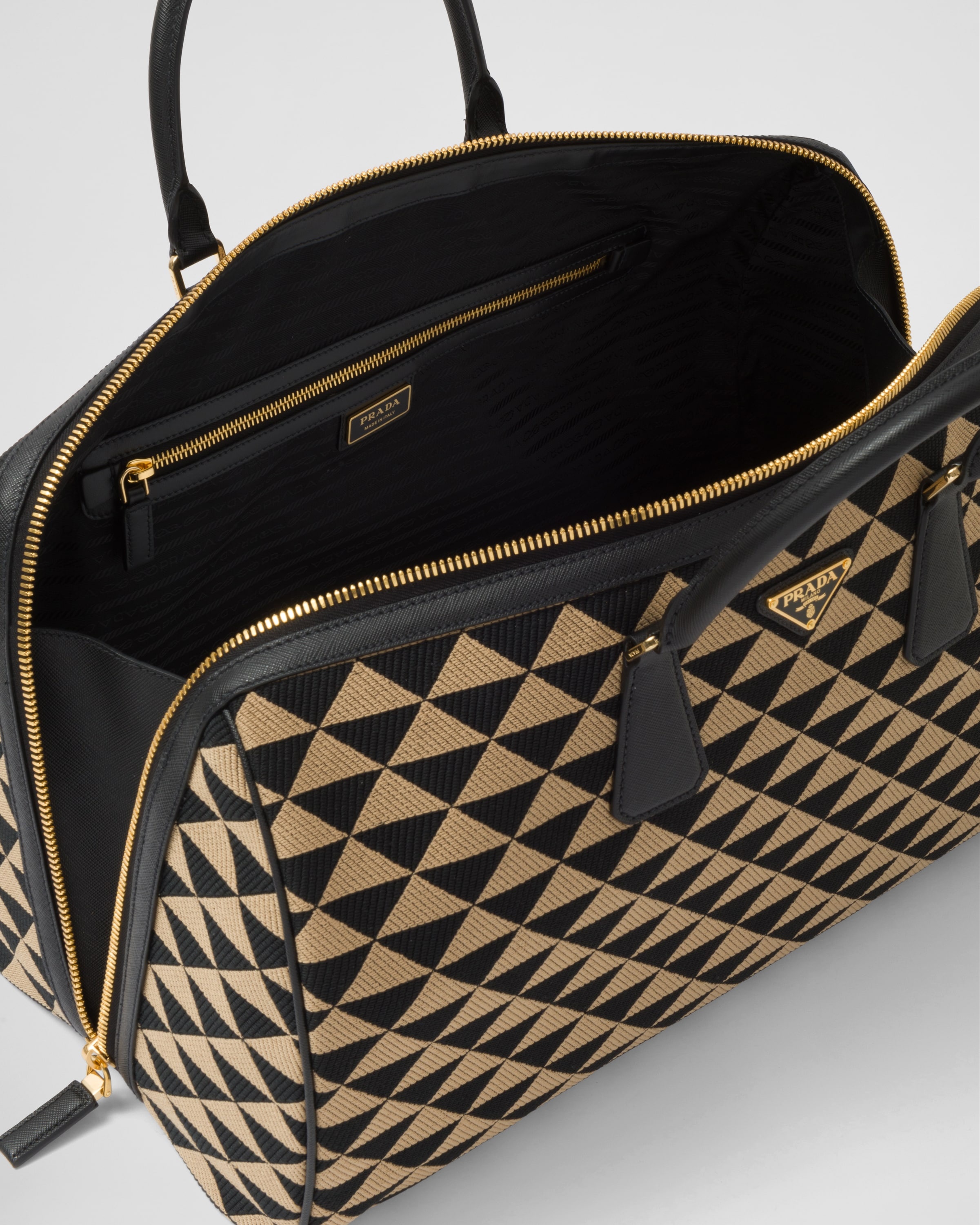 Medium Prada Symbole embroidered fabric travel bag - 5