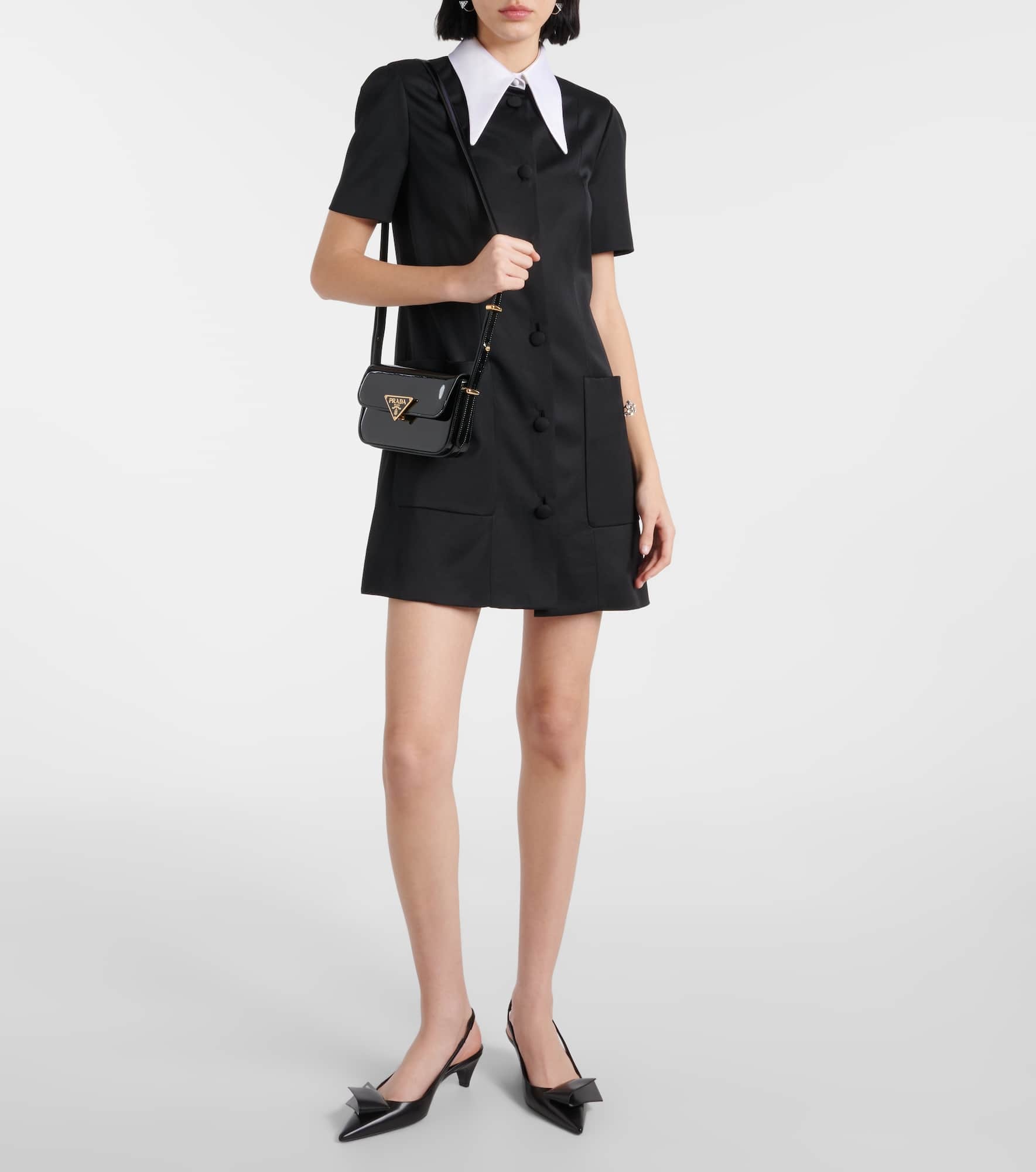 【プラダ・PRADA】Satin wool mini-dress Prada Satin wool mini-dress | REVERSIBLE