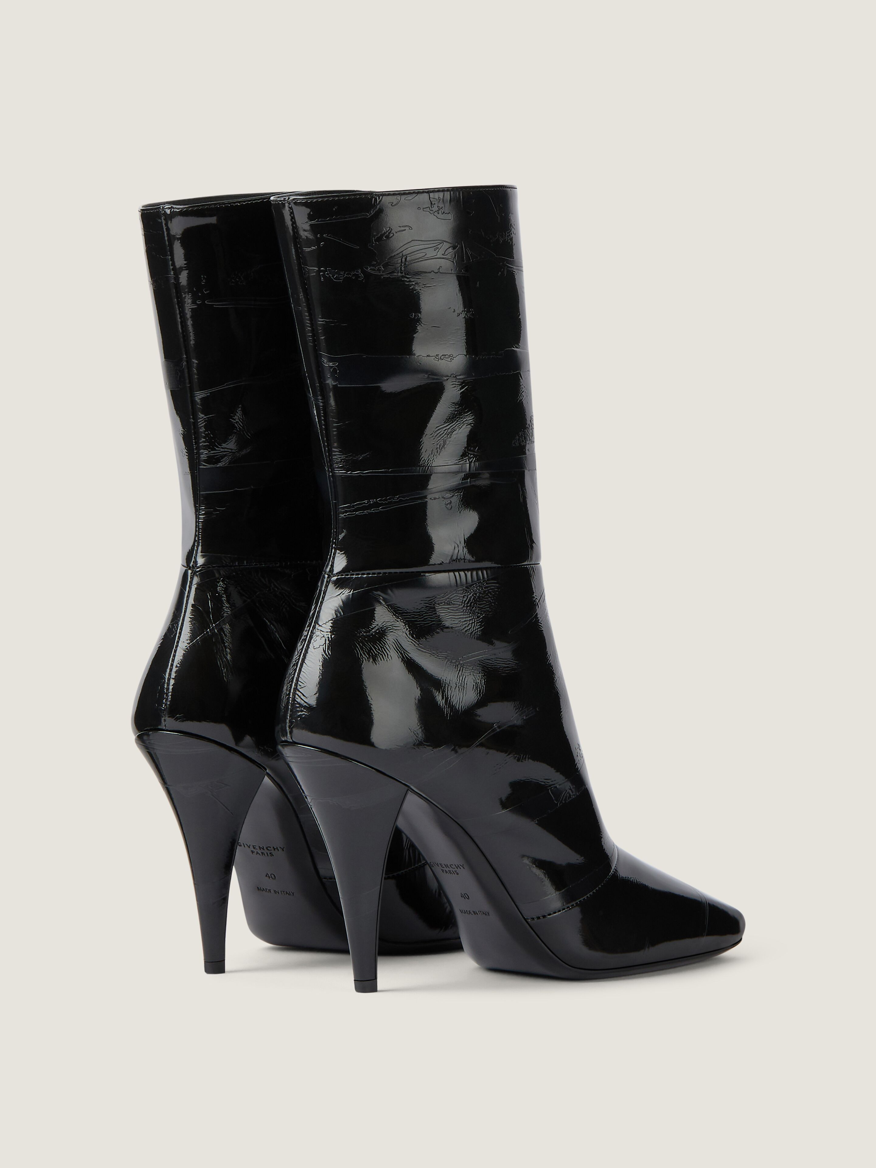 SLICED SQUARE ANKLE BOOTS IN SHINY LEATHER - 5