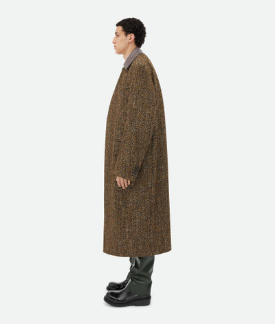 Bottega Veneta Textured Wool Speckled Coat With Leather Collar outlook