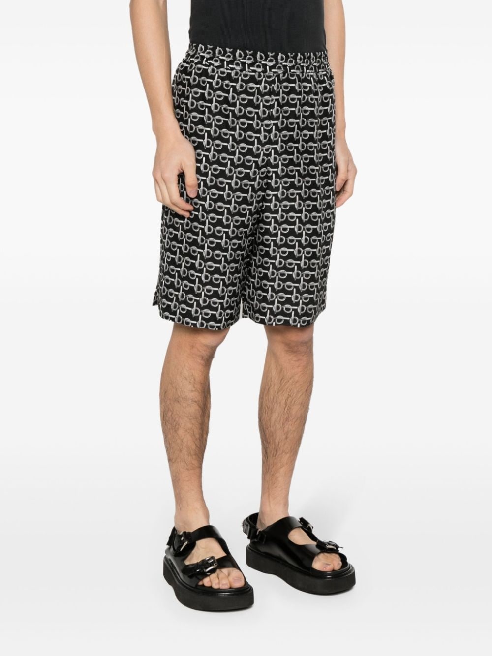 B elasticated-waistband silk shorts - 3