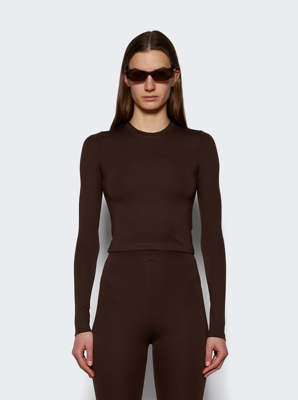 Opaque Long Sleeve Tee Dark Brown - 3