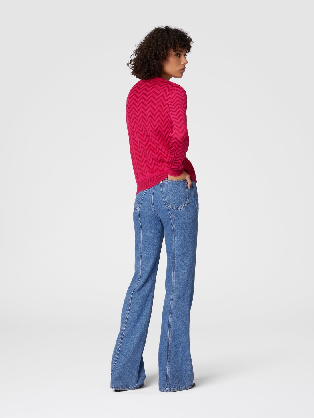 Tone-on-tone chevron crewneck sweater - 3