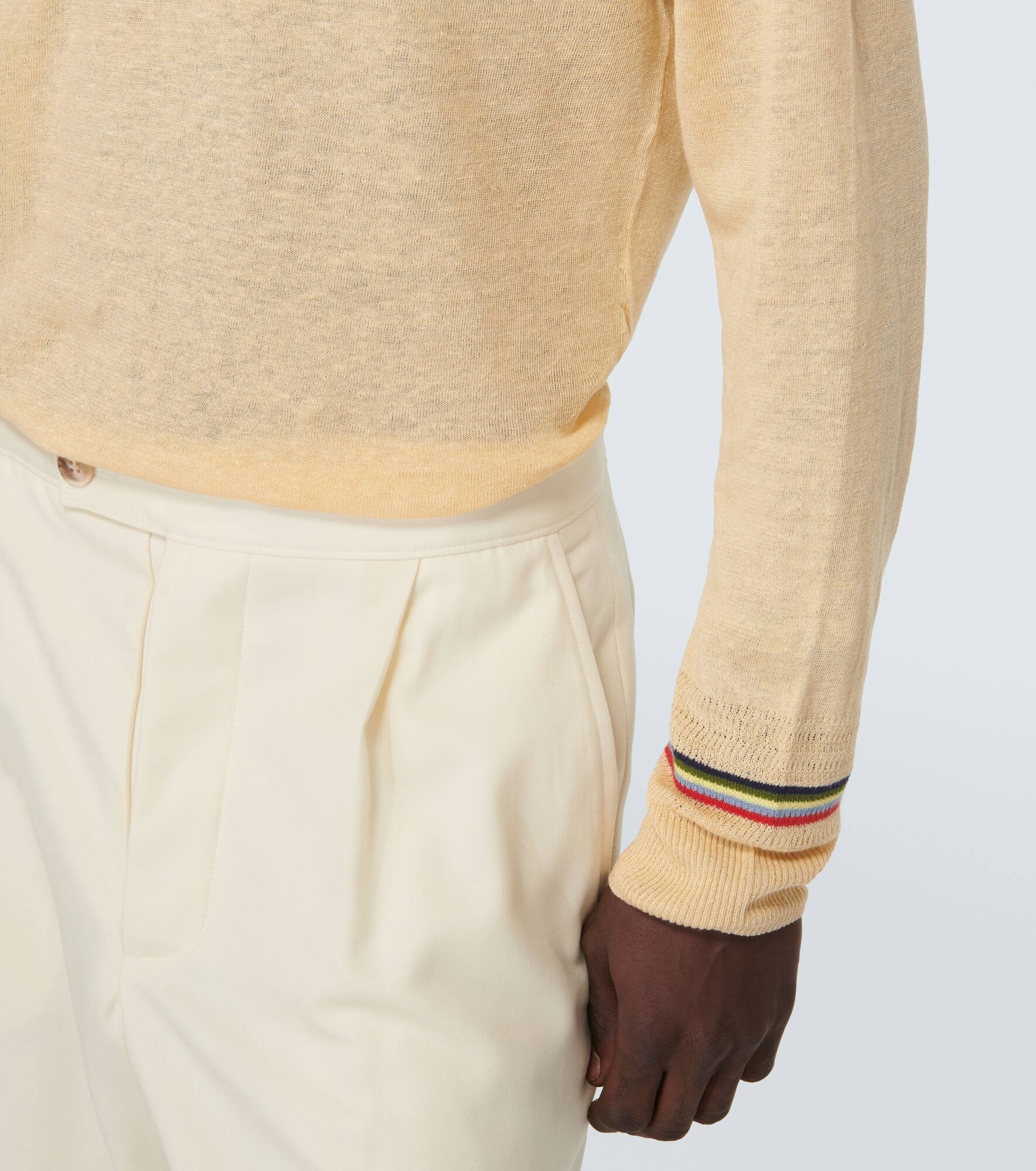 Linen and cotton polo sweater - 6
