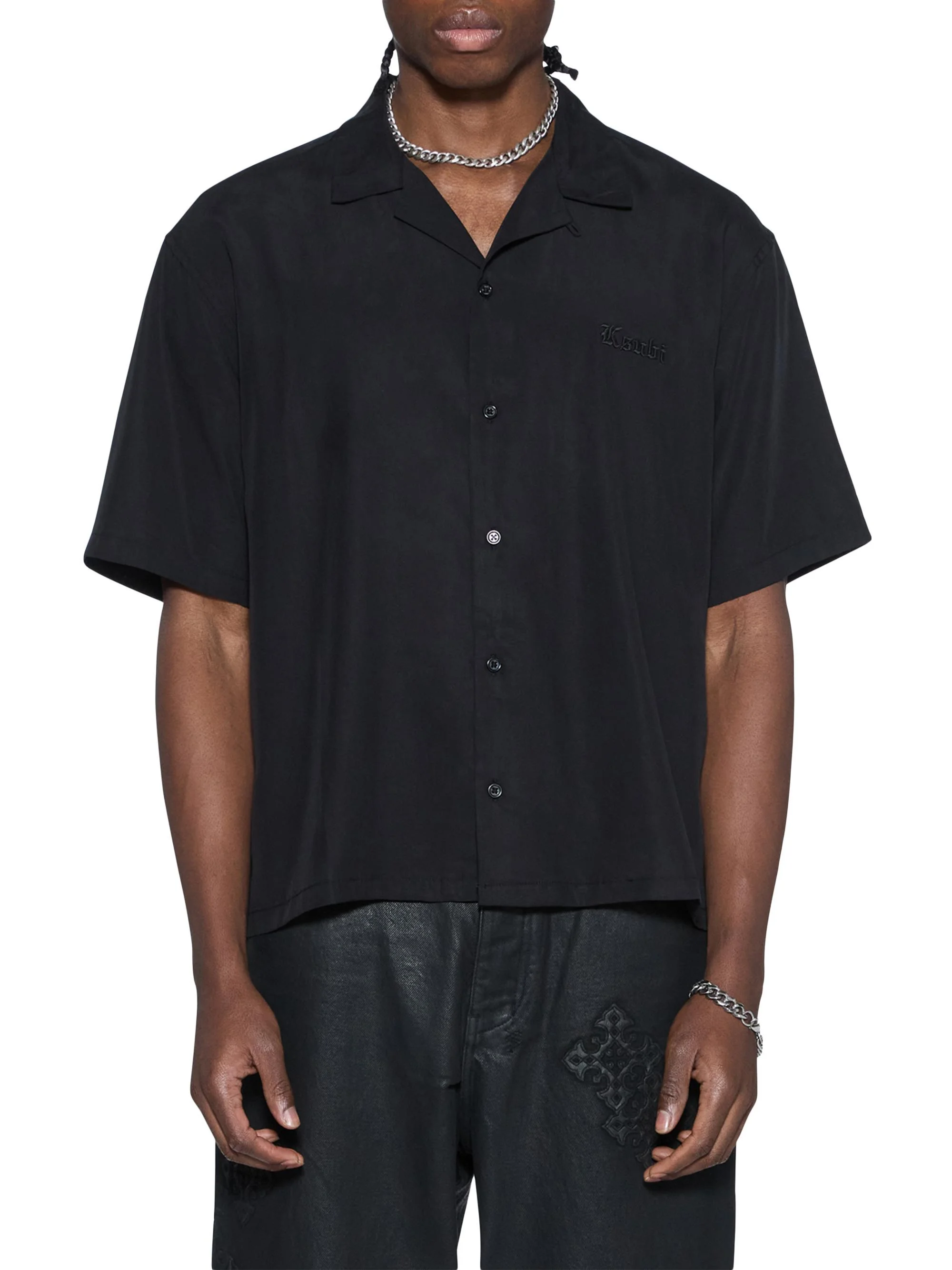 Men's End Dinner Satin Shirt - Black - 1