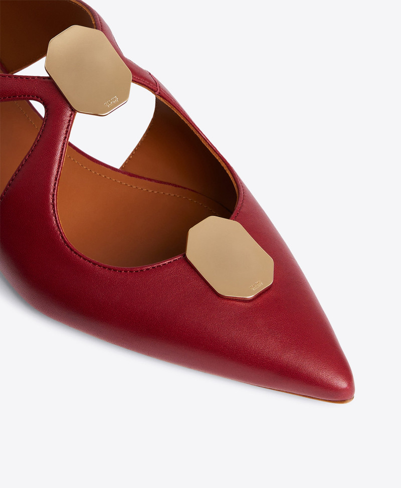Tina Flat - Burgundy Leather Flat Mules with Ornaments 4