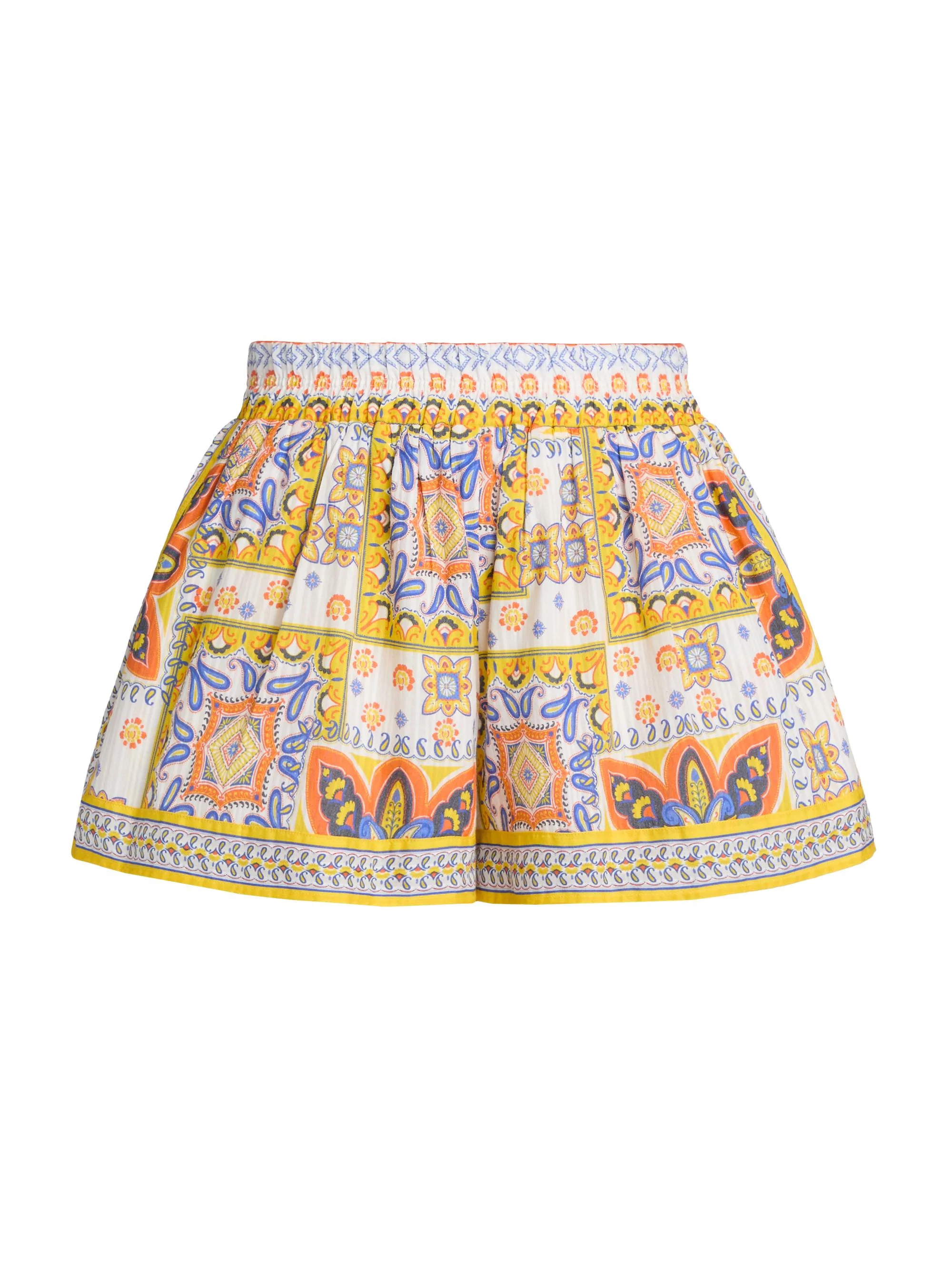 Women's Angelina Printed Cotton Shorts - White Piazza - 1