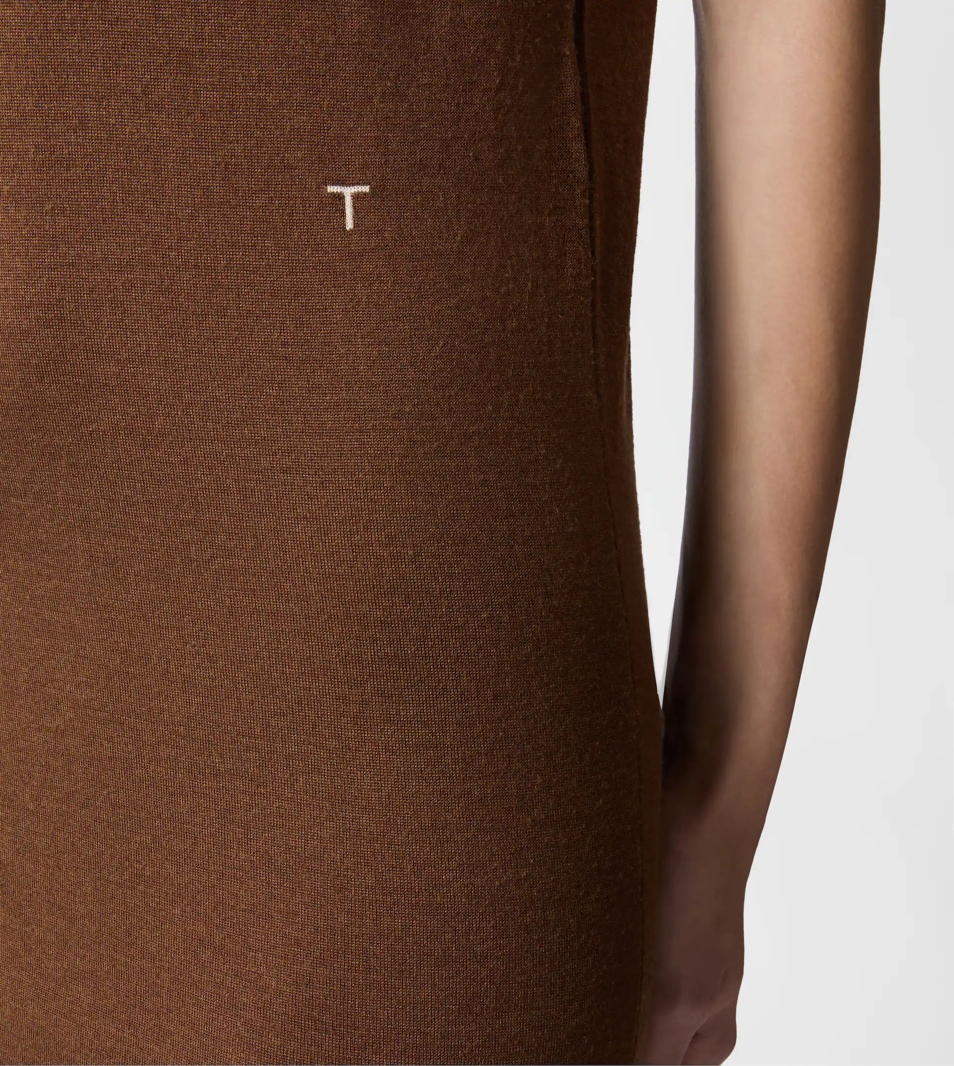 DRESS IN SILK BLEND KNIT - BROWN - 5