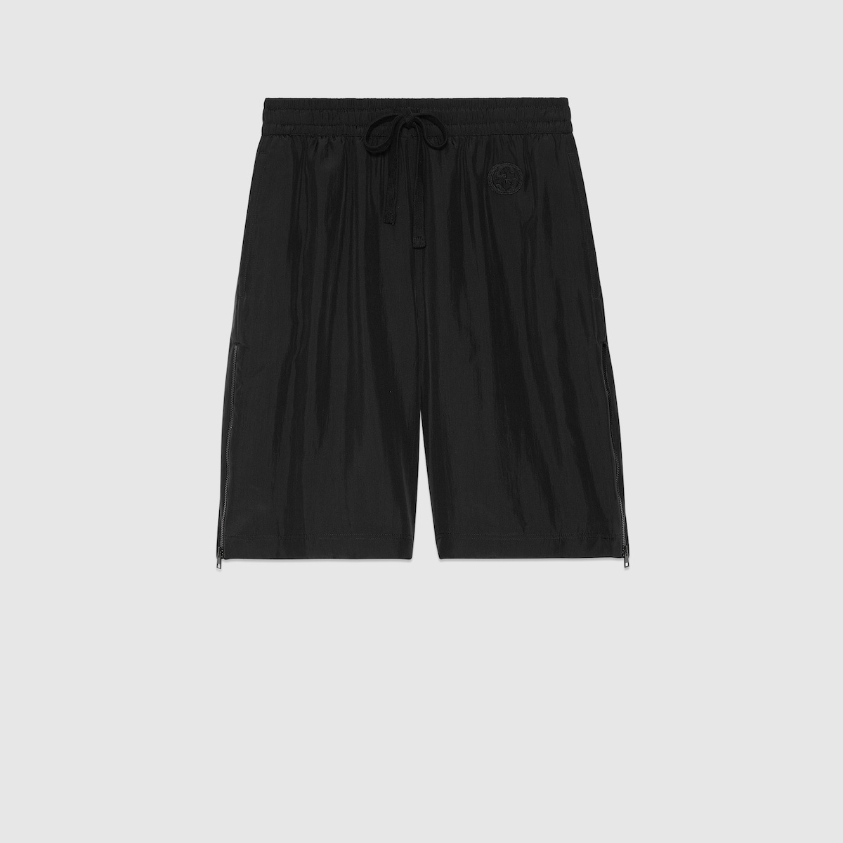 Black silk pongé shorts - 1