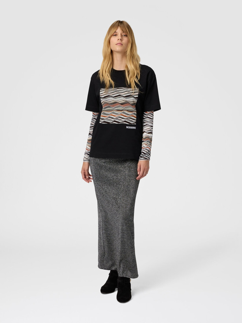 Missoni Short Sleeve T-Shirt with Knit Insert and Logo outlook