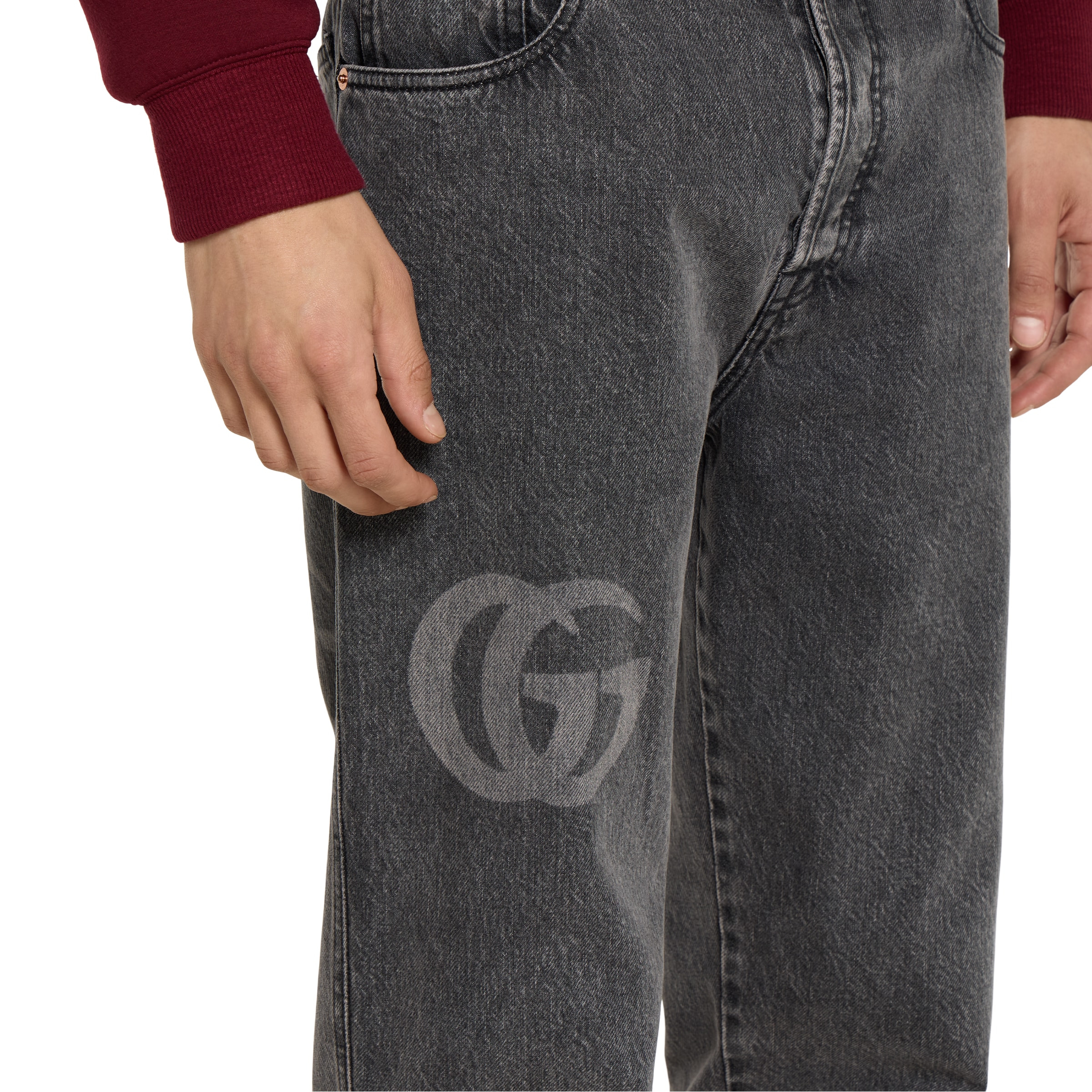 Slim fit denim pant with logo detail - 5