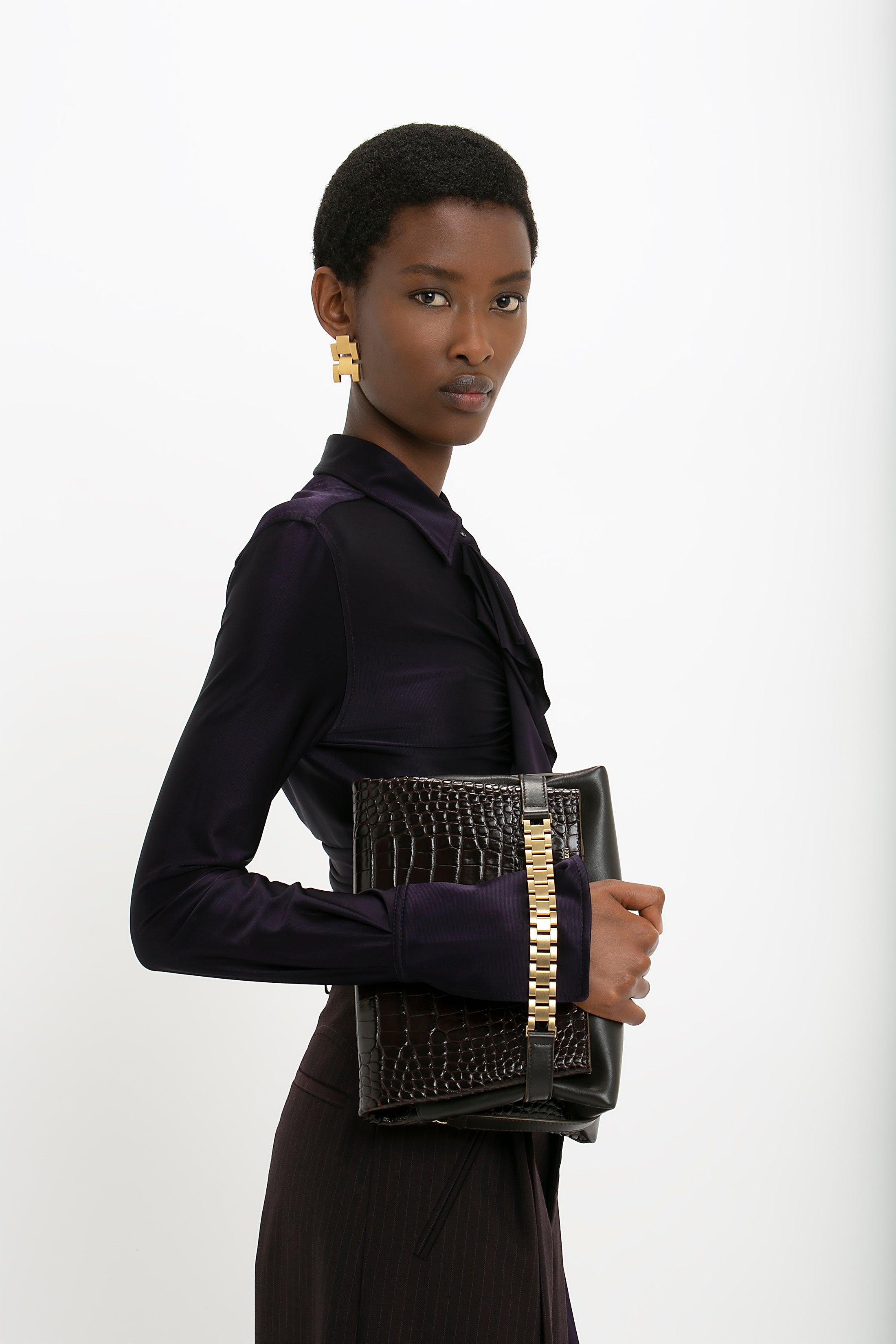 Wide Leg Trouser In Blackberry Azure - 7