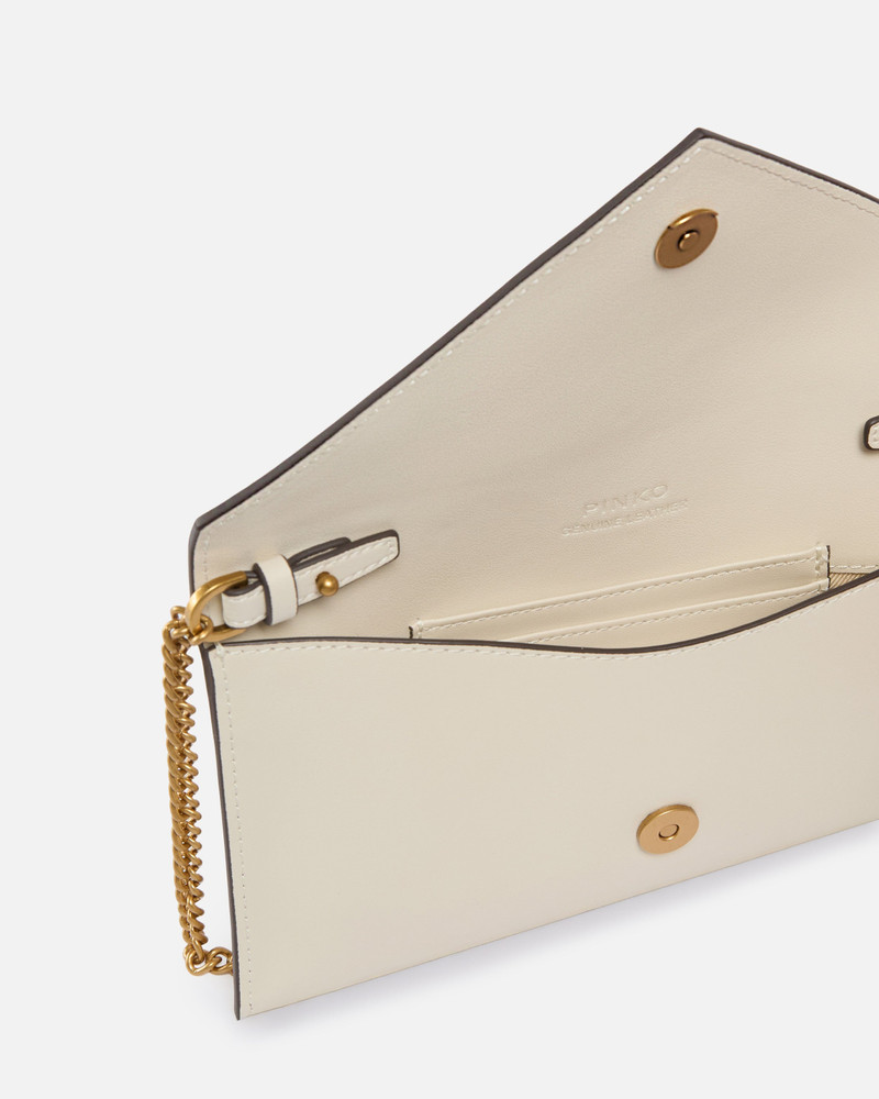 SMALL SMOOTH LEATHER ENVELOPE CLUTCH BAG WITH LOVE BIRDS LOGO 4