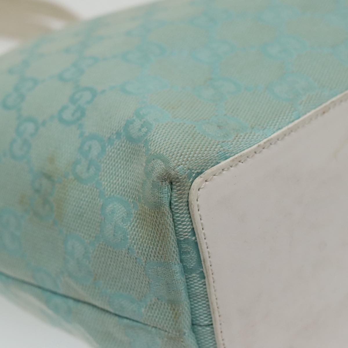 GUCCI GG Canvas Hand Bag Light Blue Gold 002 002 - 15