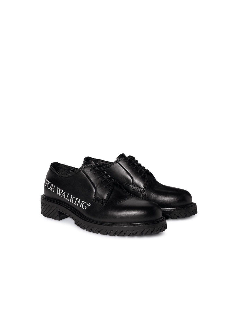 Off-White Black "for Walking" Derby Shoes outlook