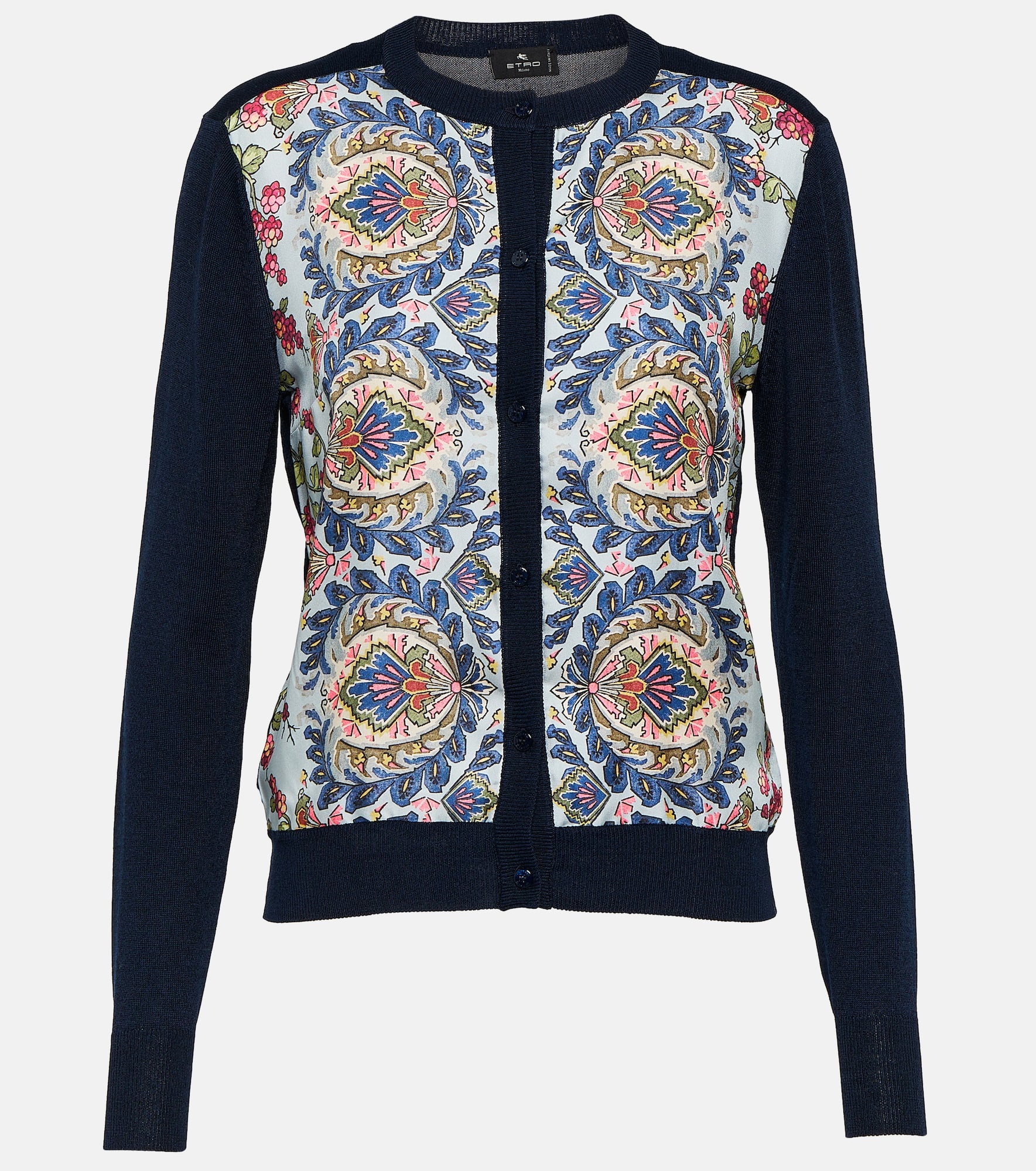 Printed silk and cotton-blend cardigan - 1