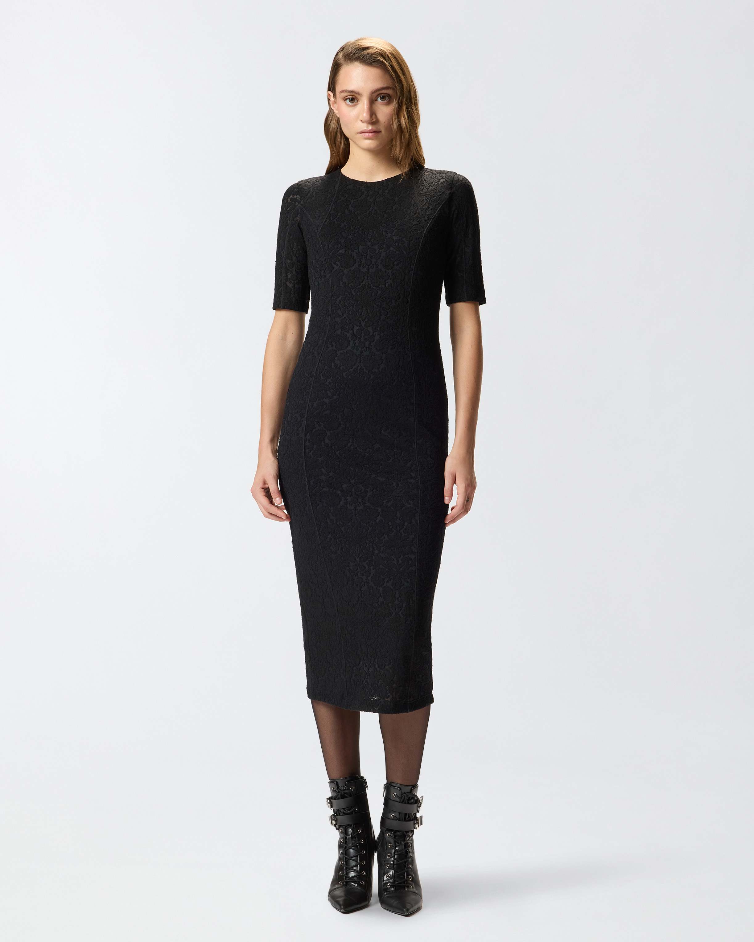 KNIT LACE MIDI DRESS - 3