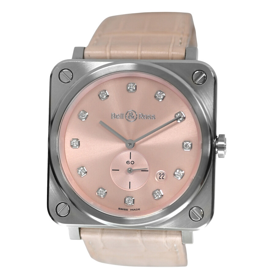 Bell And Ross - Pre-owned Bell and Ross Novarosa Diamond Pink Sunray Dial Ladies Watch BRS-PK-ST-DIA/SCR - 1