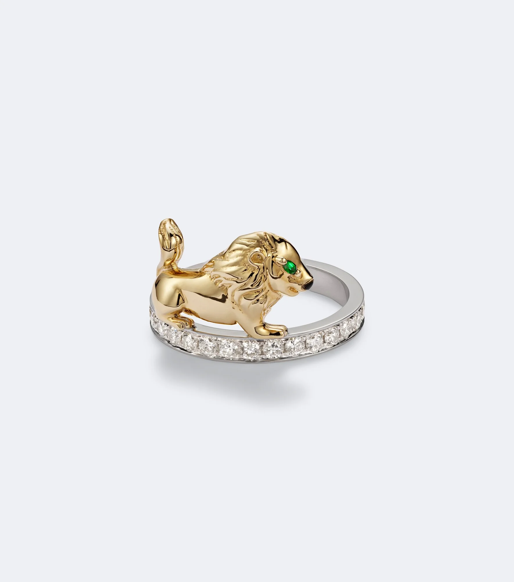 Alliance Lion 9kt yellow and white gold ring with gemstones - 1