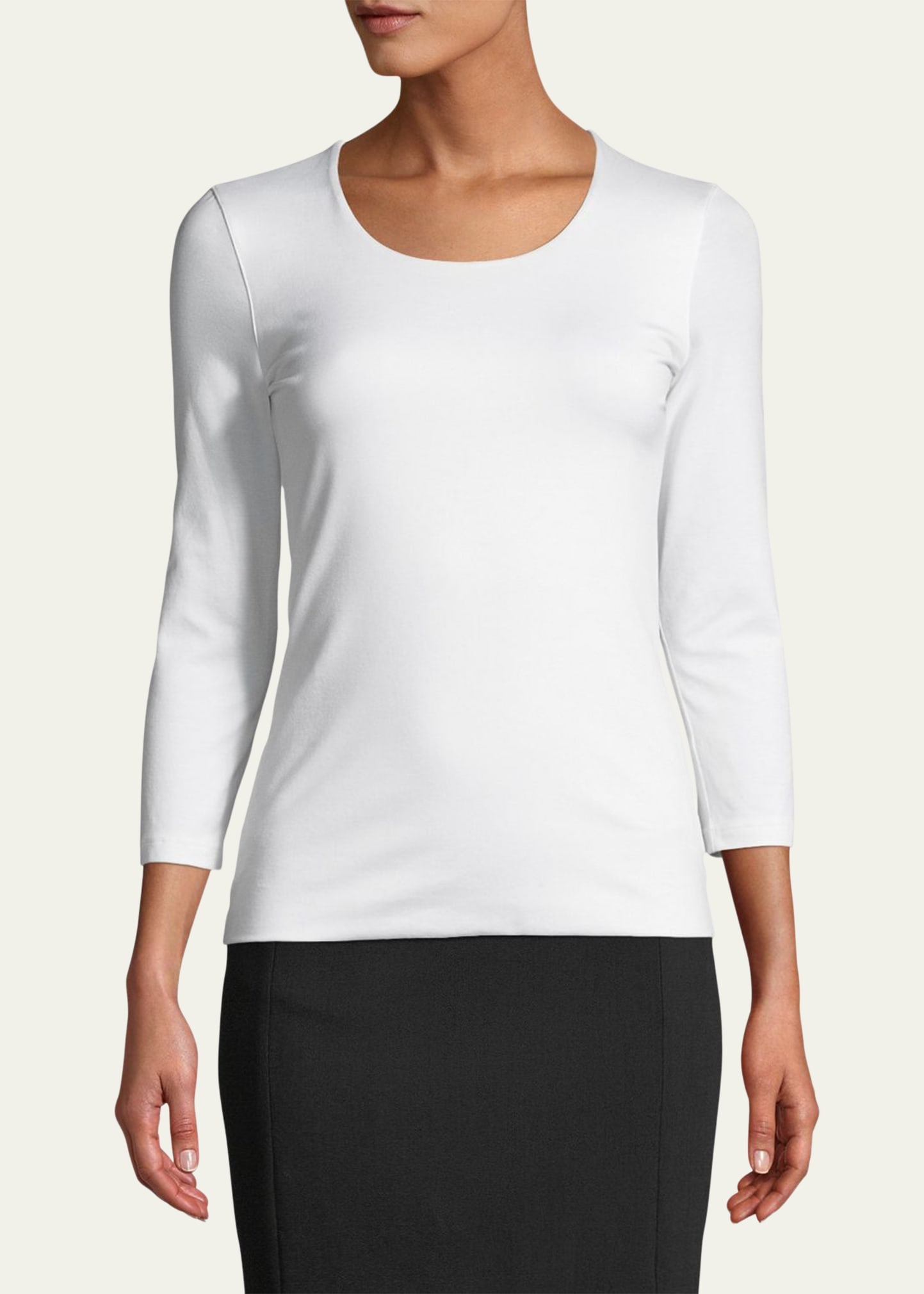 Fitted 3/4-Sleeve Stretch-Jersey Top - 2