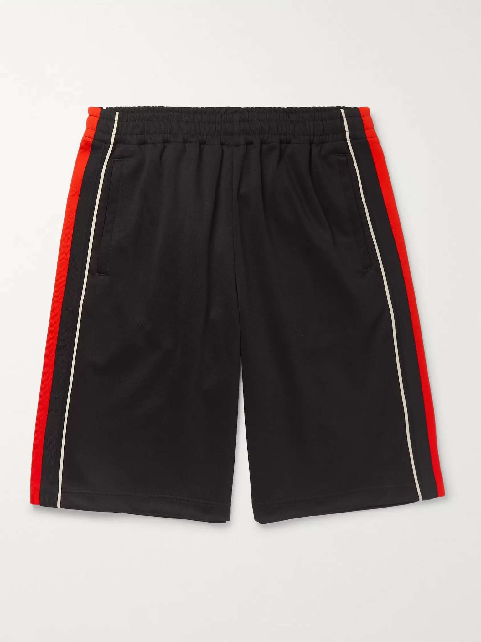 Wide-Leg Logo-Embroidered Webbing-Trimmed Tech-Jersey Shorts - 1