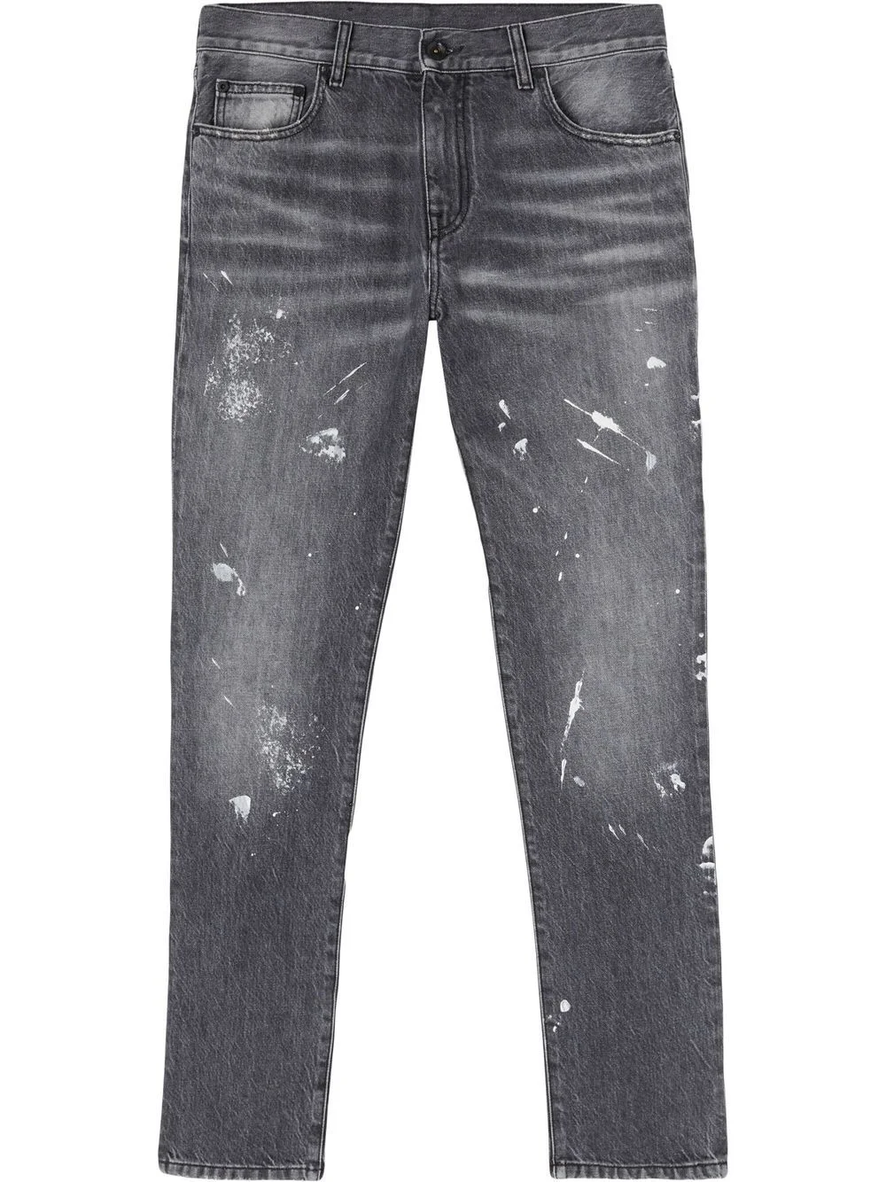 Diag-stripe distressed jeans - 1