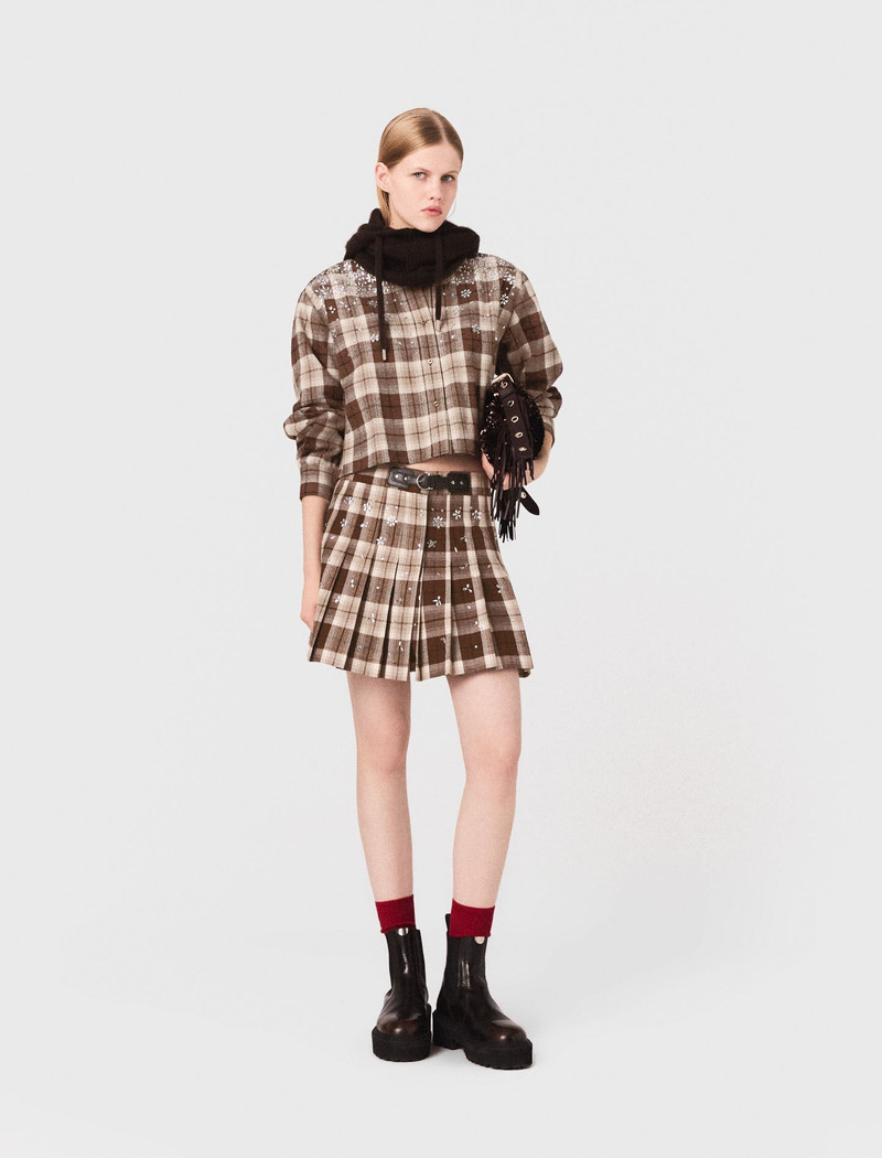 maje Rhinestone checked shirt outlook