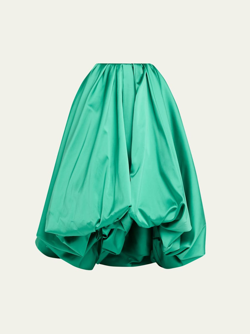 Scuba Satin Pleated Midi Balloon Skirt 1