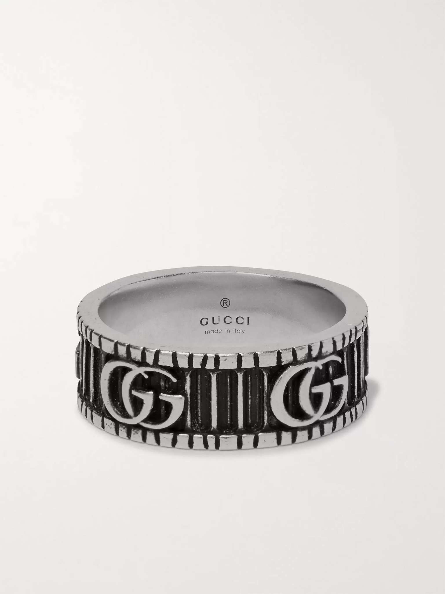 Logo-Embossed Sterling Silver Ring - 5