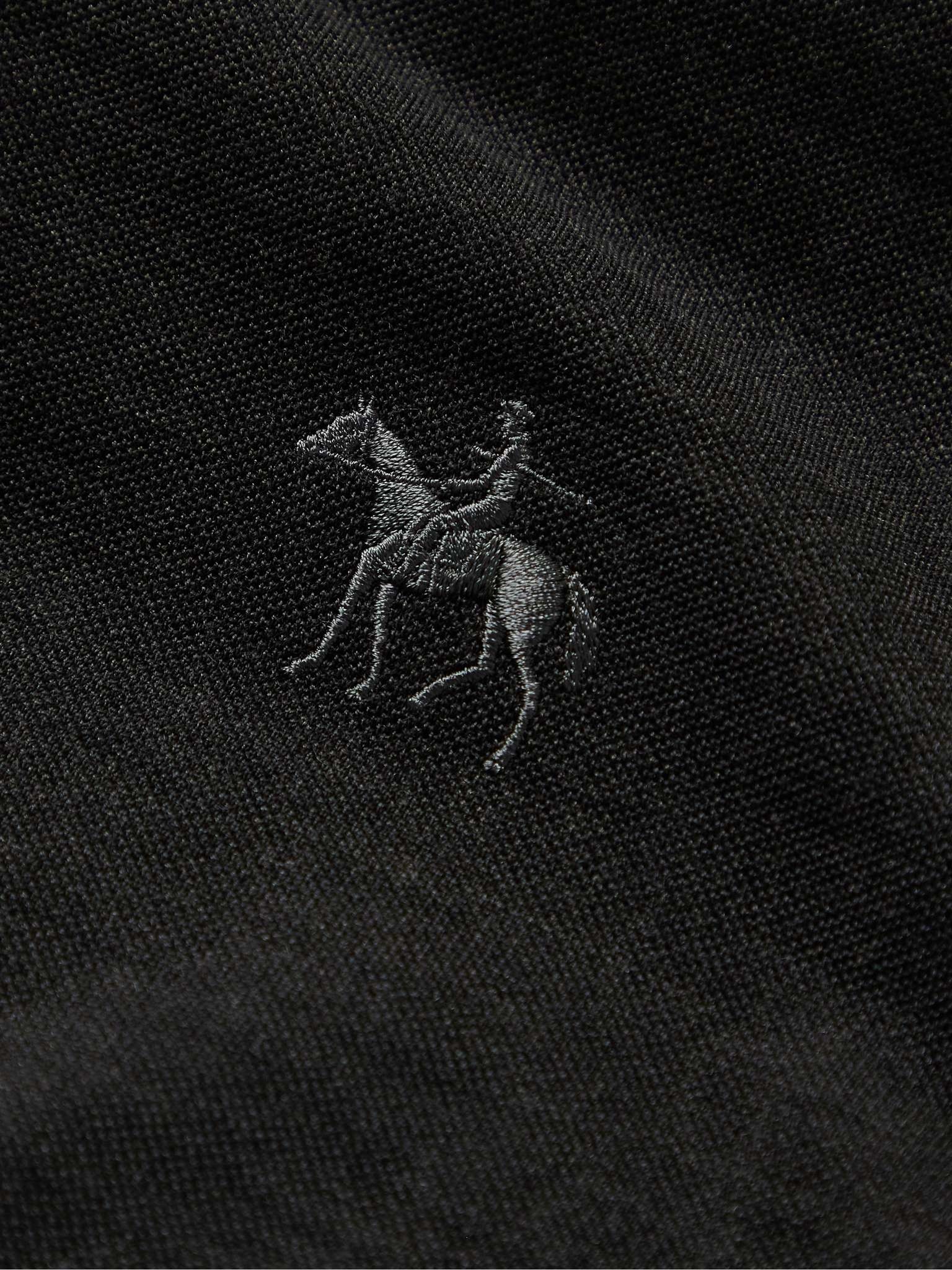 Logo-Embroidered Wool-Piqué Polo Shirt - 3