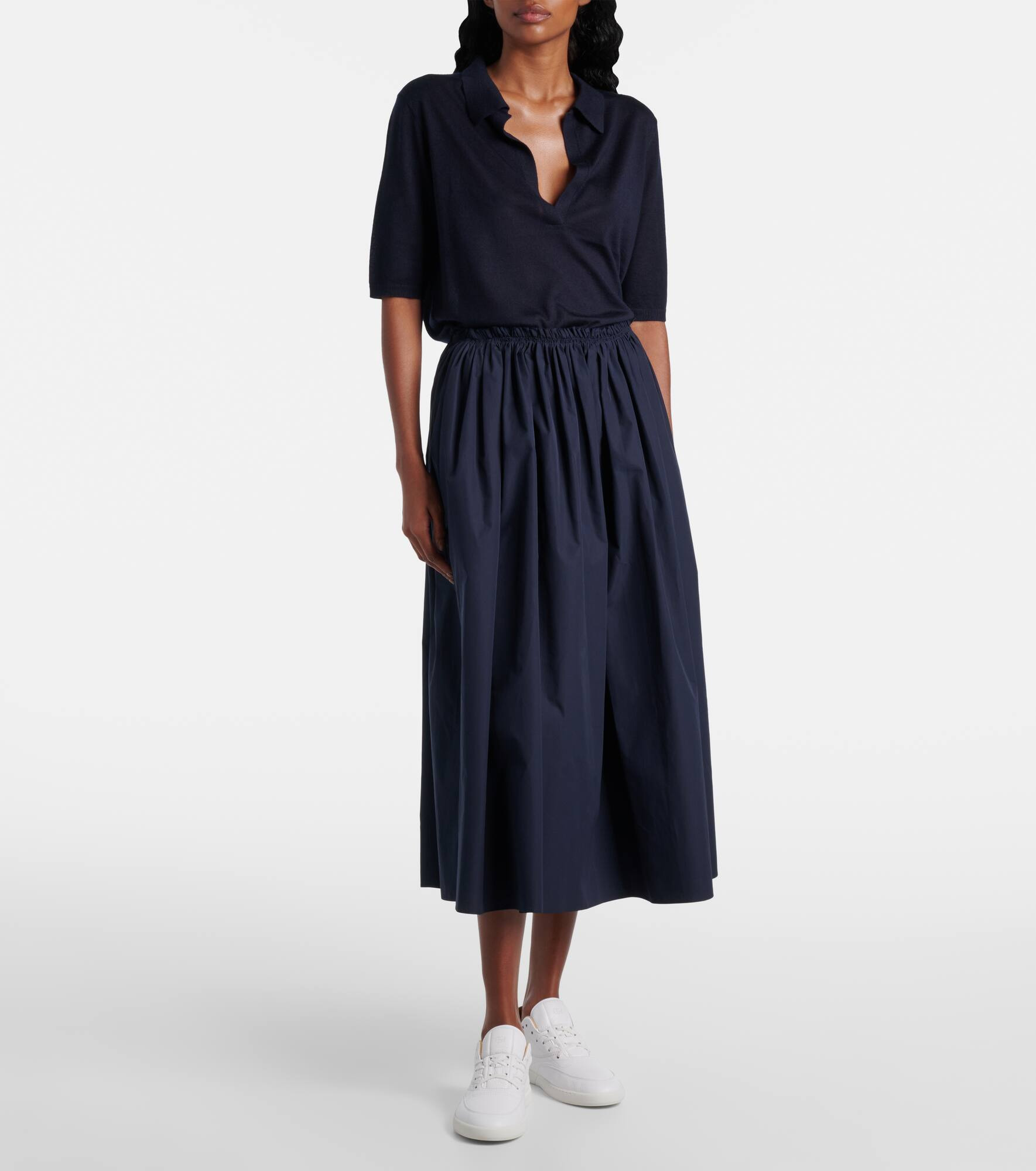 Chiara cotton poplin midi skirt - 2