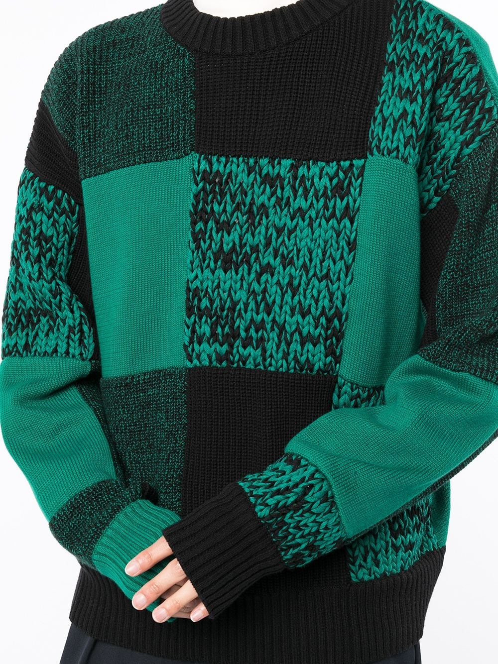 patchwork crew neck jumper - 5