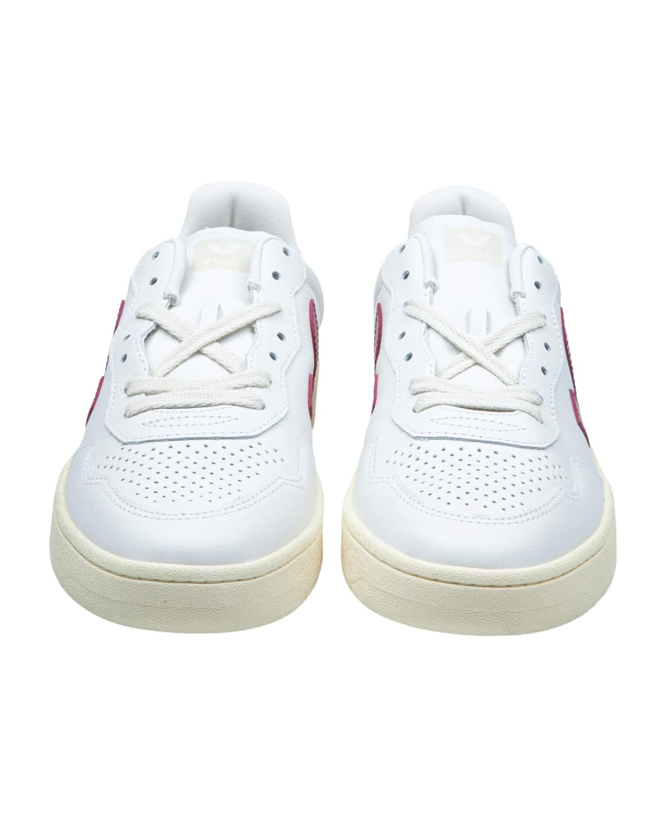 Sneakers V-10 In White And Marsala Leather - 2