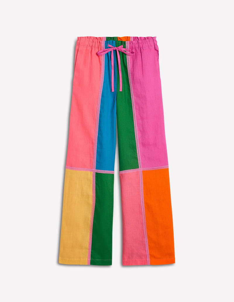 Islington Linen Pants-Multi Colourblock 1