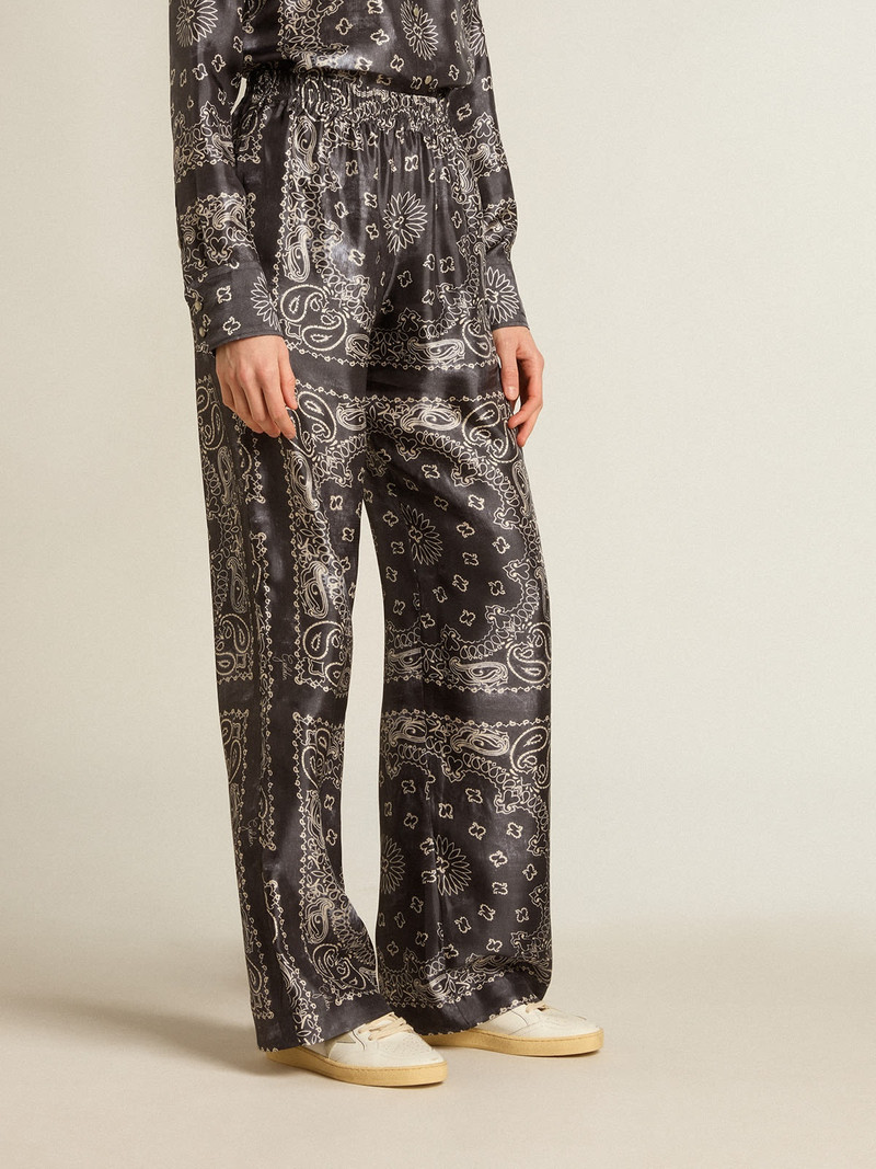 Golden Goose Anthracite-gray joggers with paisley print outlook