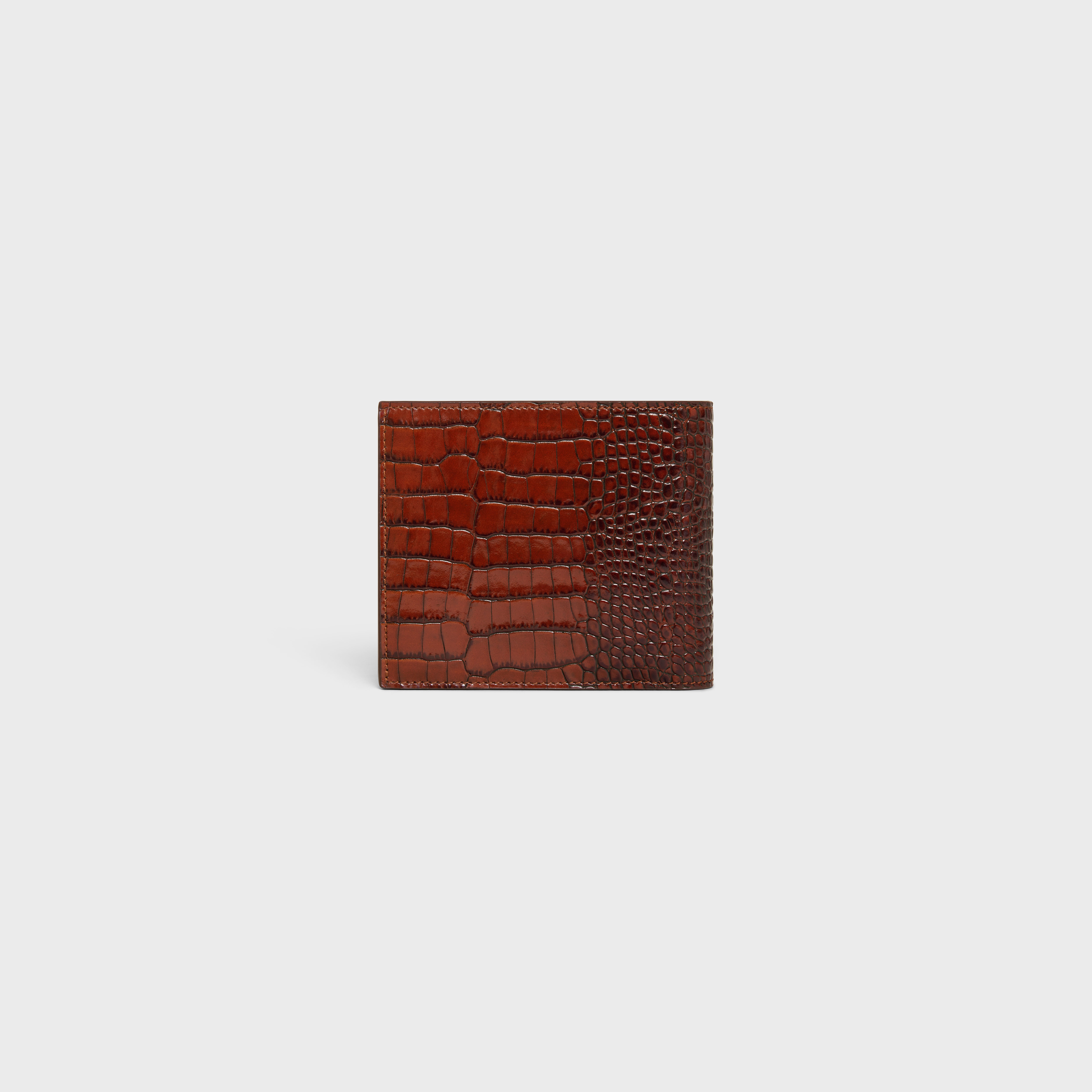 Bi-fold Wallet with Coin Compartment in CROCODILE EMBOSSED CALFSKIN - 3