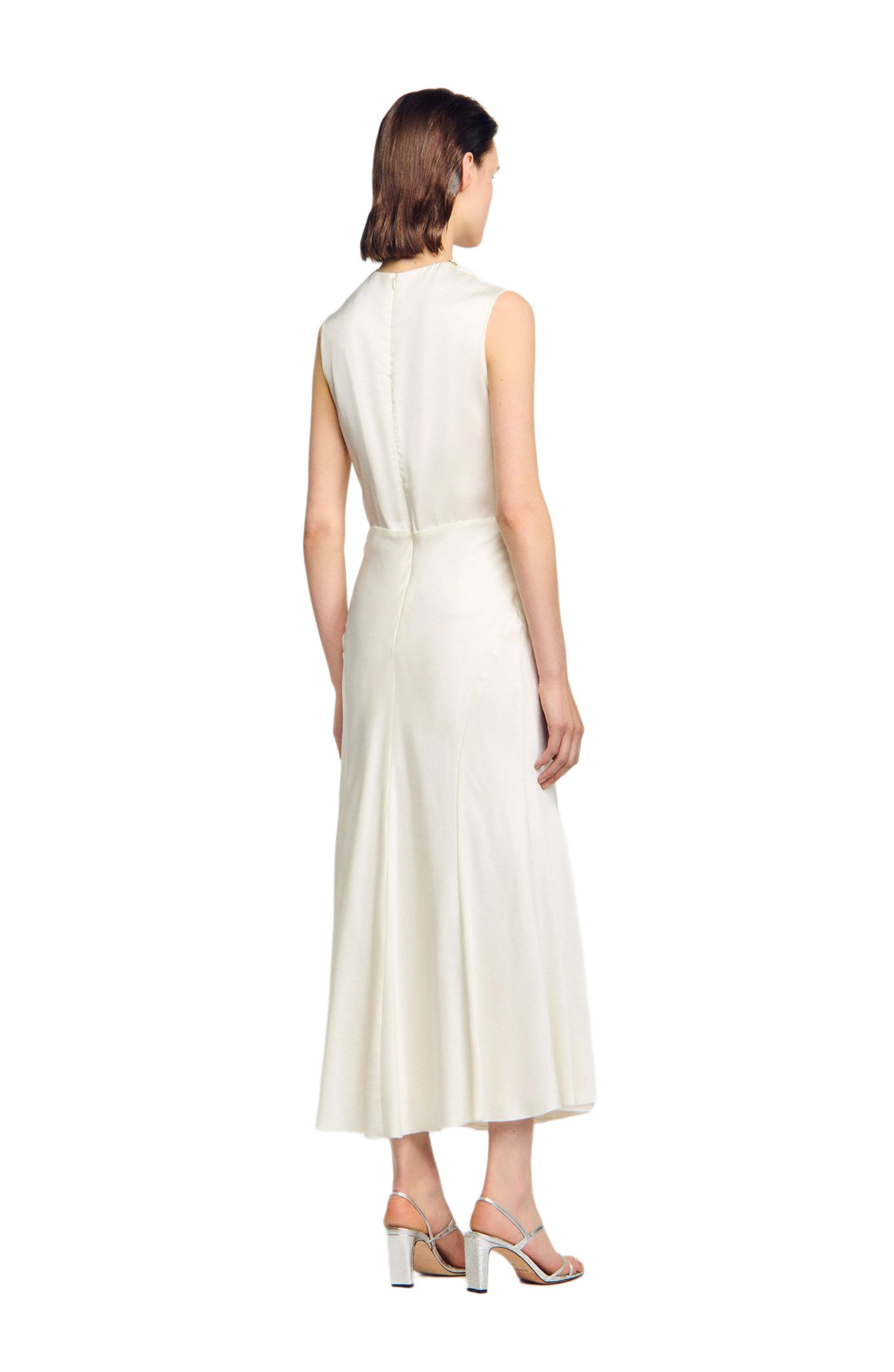 SANDRO Satin maxi dress with rhinestones in Ecru at Nordstrom - 2
