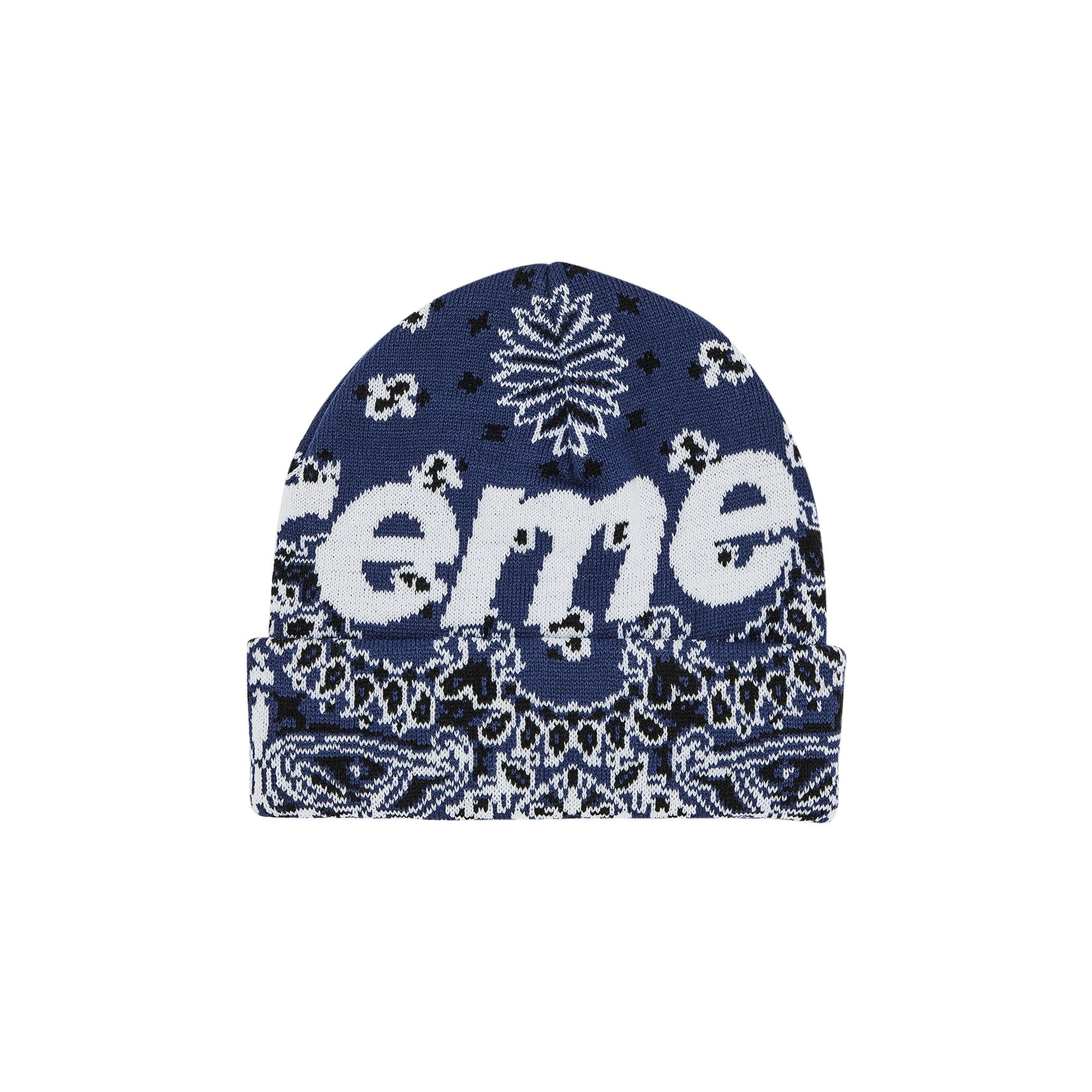 Supreme Bandana Big Logo Beanie 'Navy' - 2