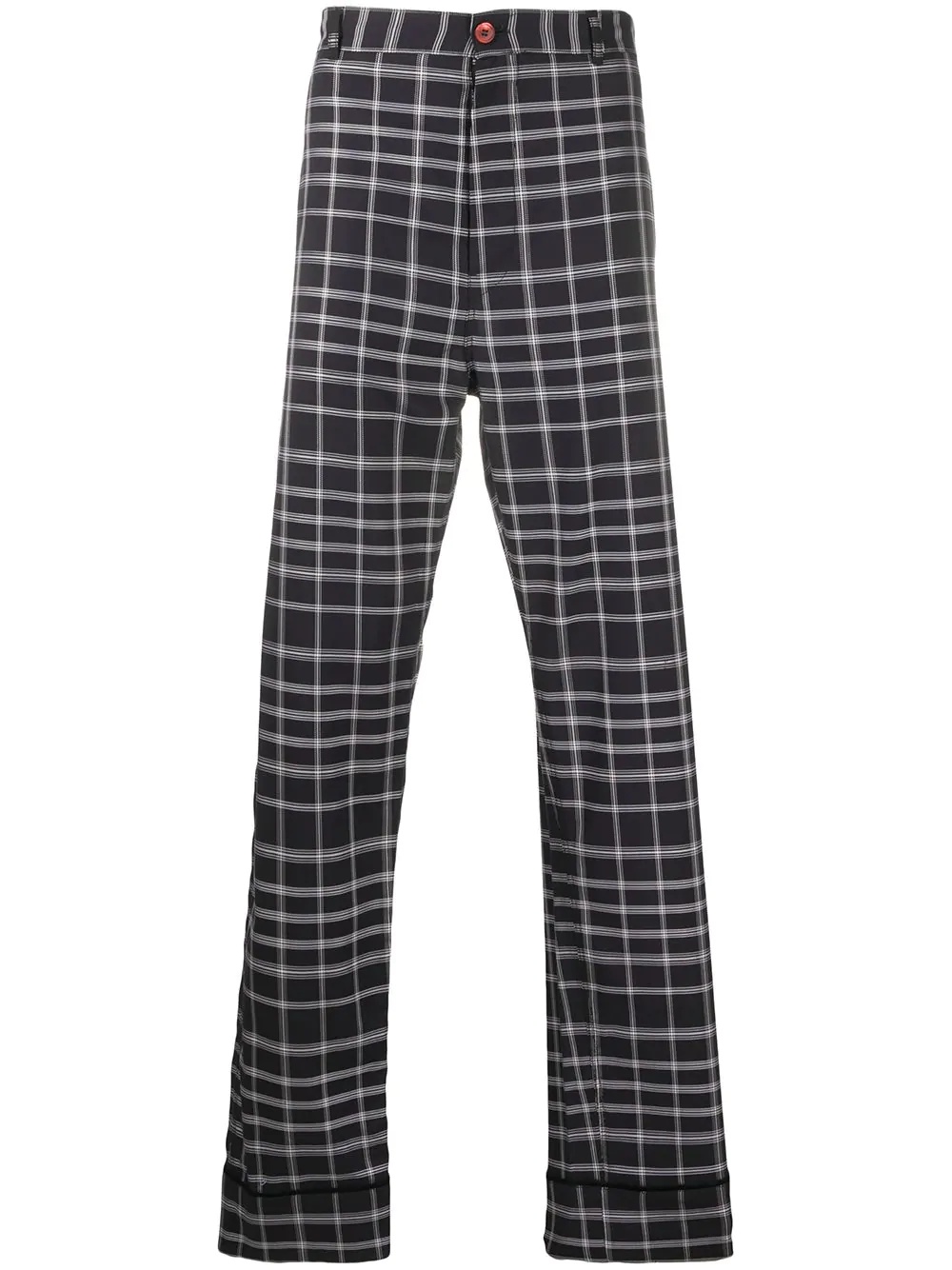 checked turn up cuff trousers - 1