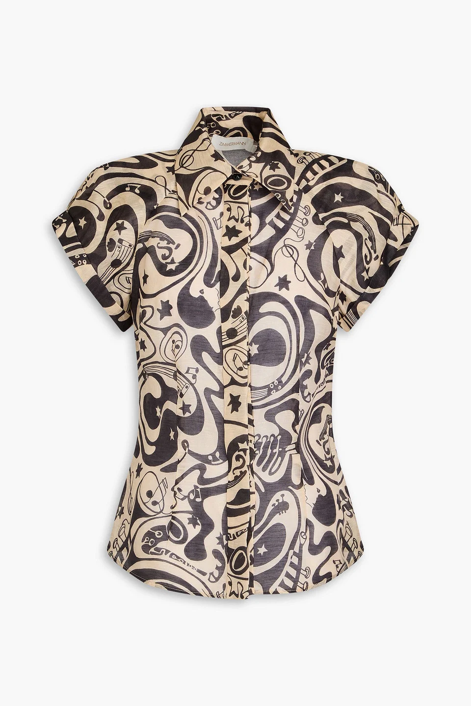 Printed linen and silk-blend shirt - 1