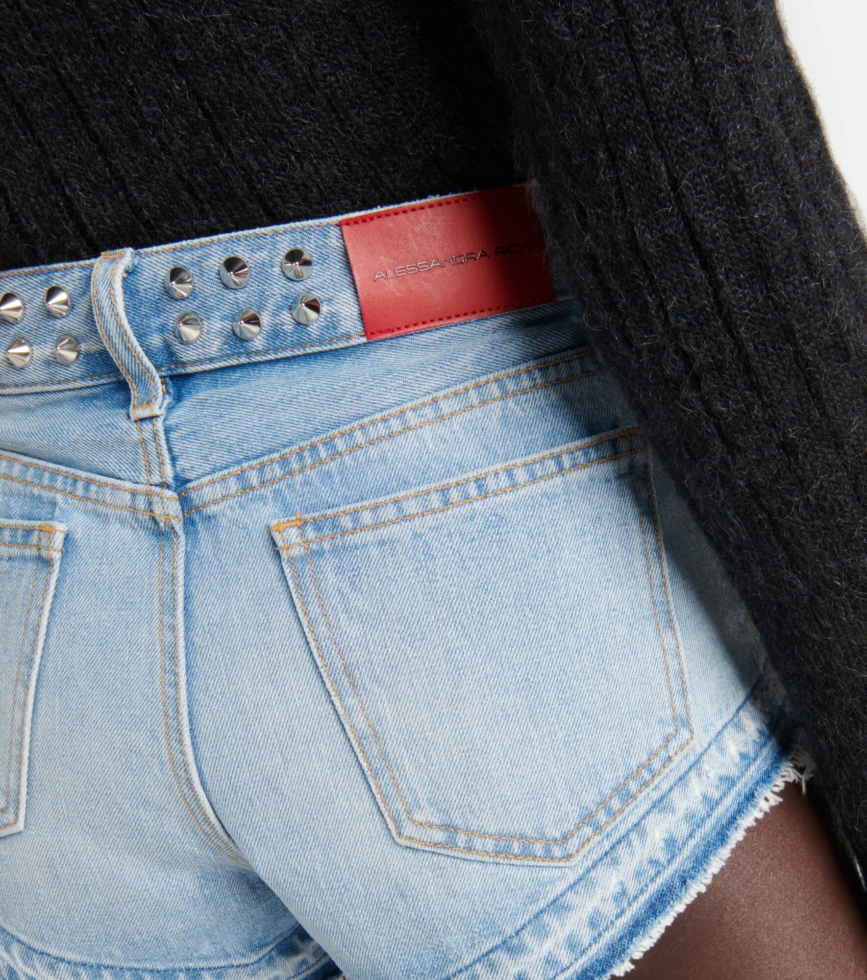 【Alessandra Rich】 High-riseデニムショート Alessandra Rich Studded Denim Shorts | Blue | FARFETCH