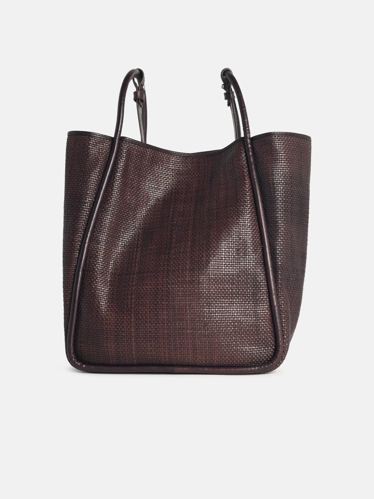 'ANA' DARK BROWN LEATHER BAG - 3