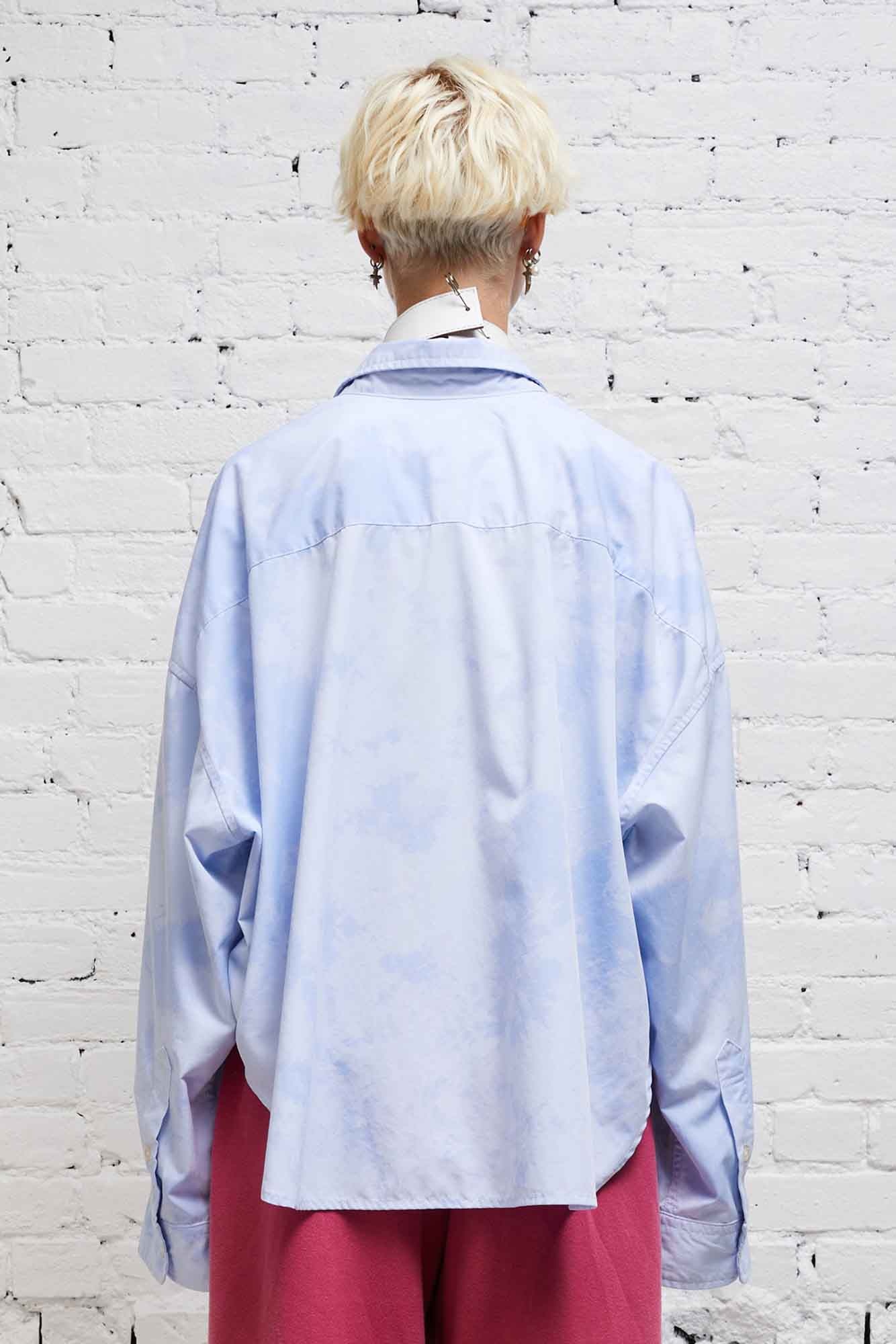 DROP NECK CROPPED SHIRT - CLOUDY BLUE - 5