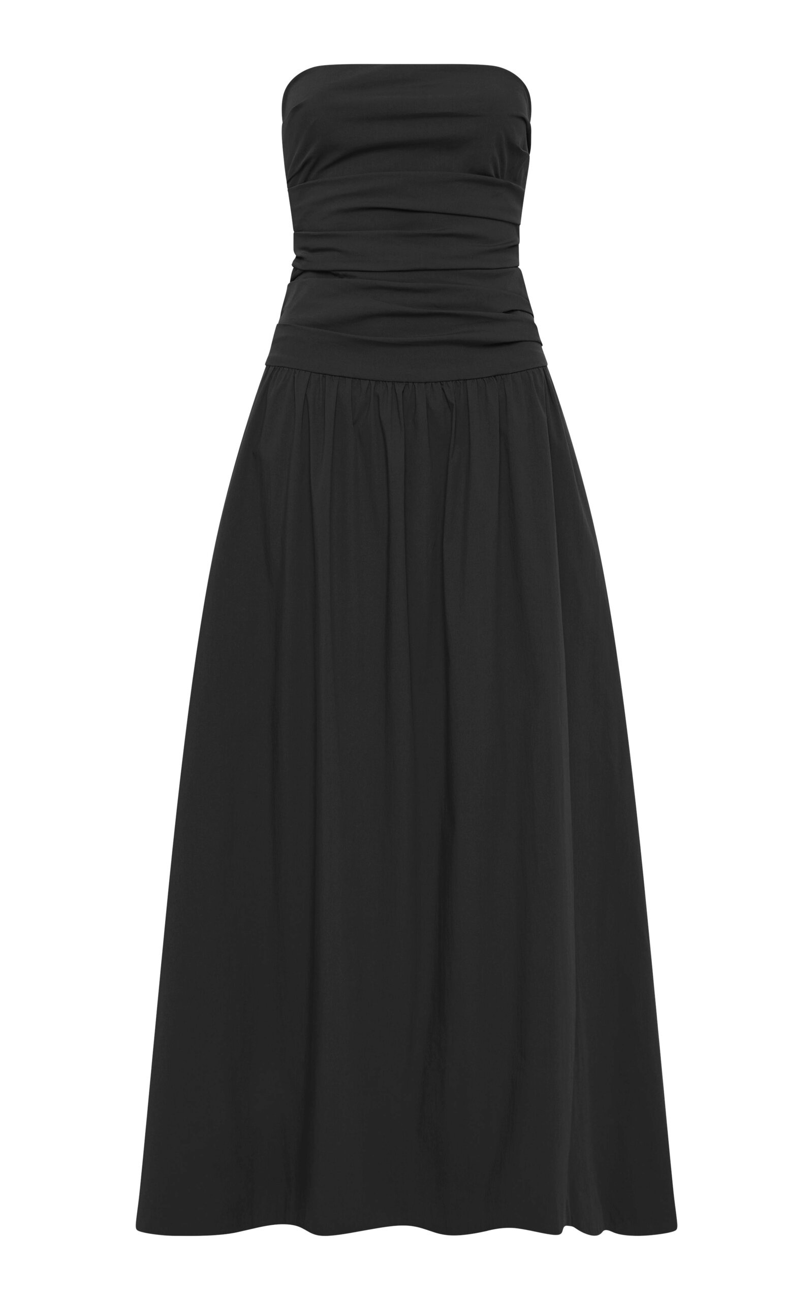 Gathered Cotton-Nylon Maxi Dress black - 1