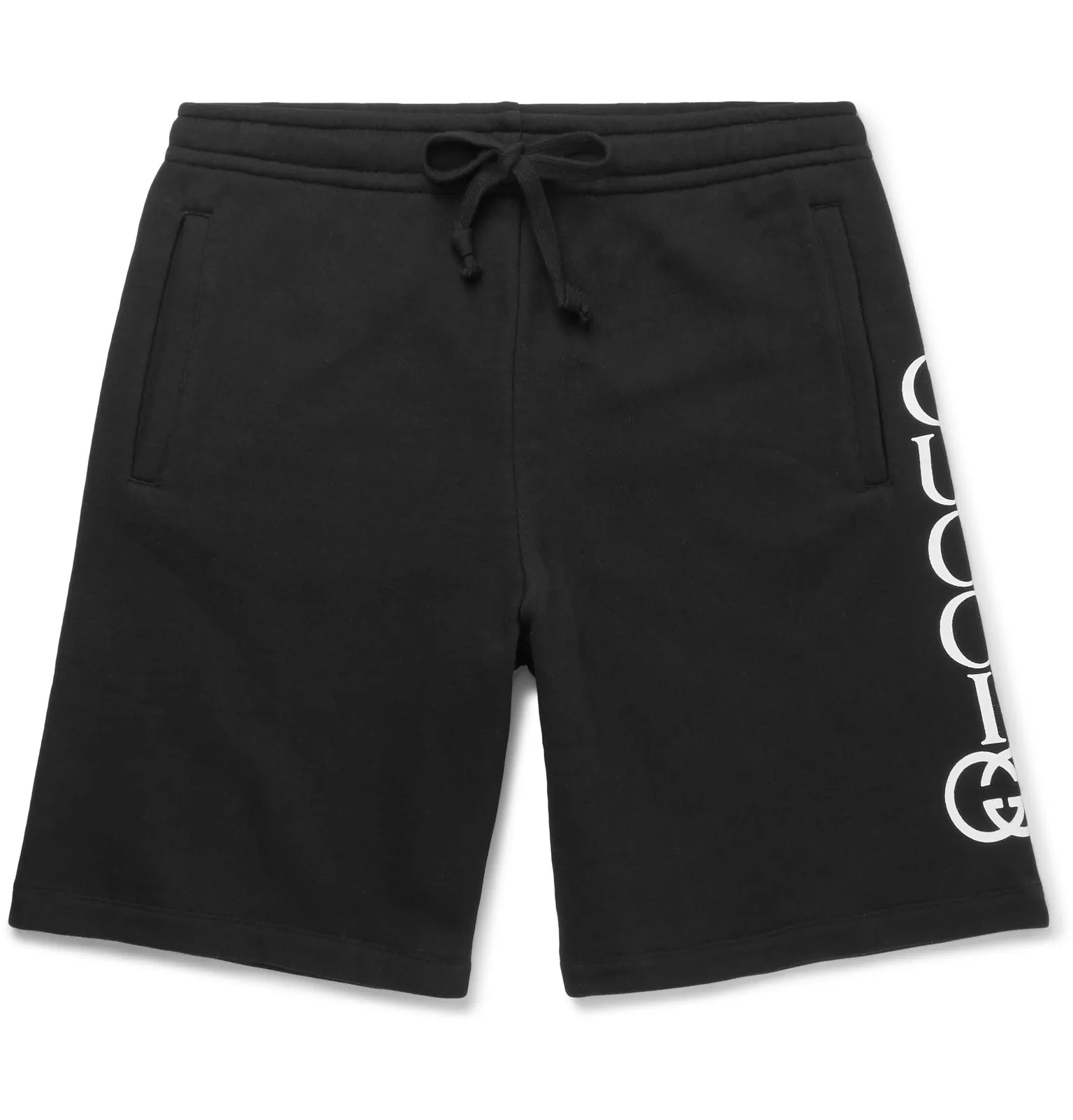 Wide-Leg Logo-Print Loopback Cotton-Jersey Drawstring Shorts - 1