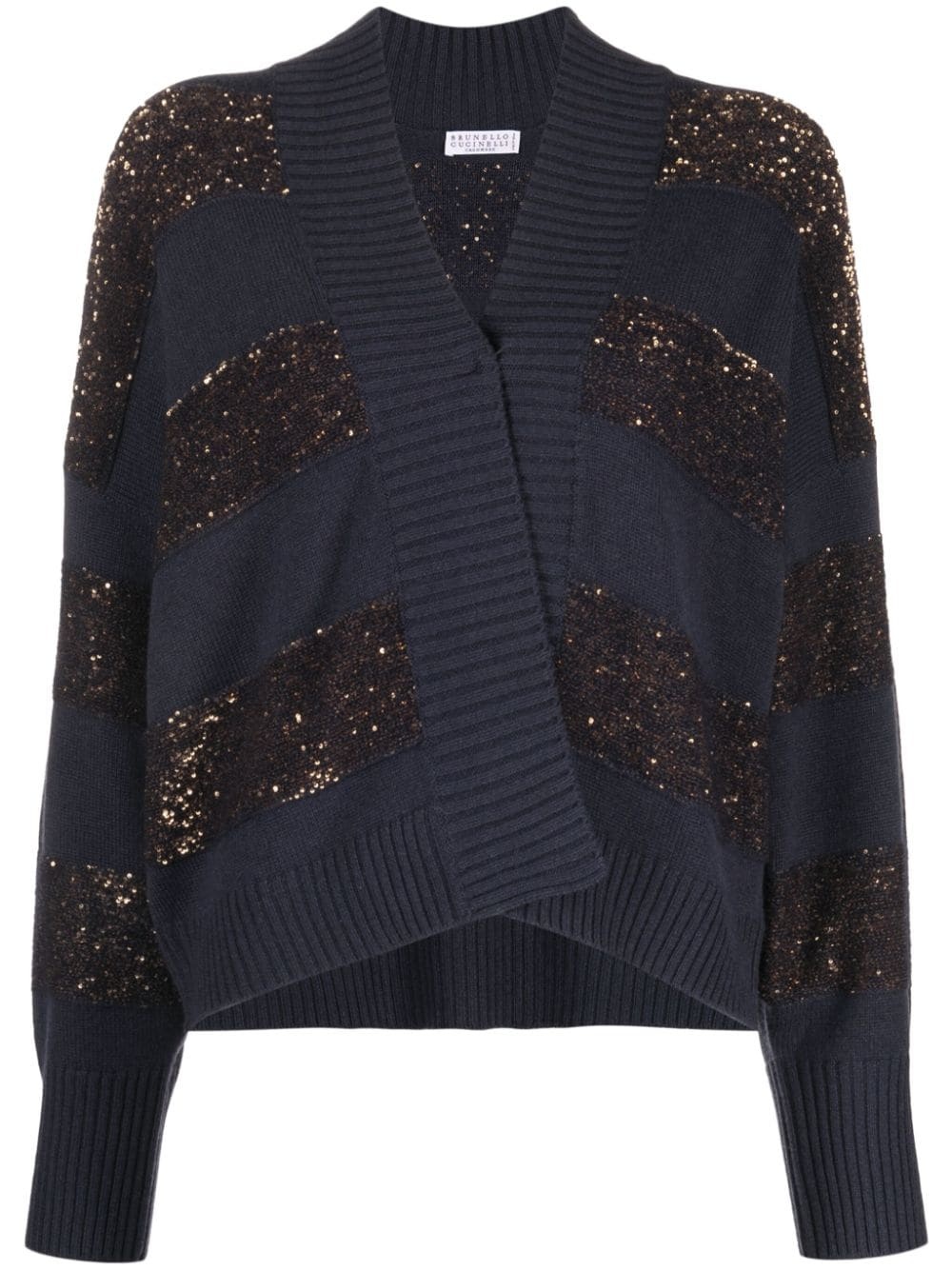 sequin-embellished knitted cardigan - 1